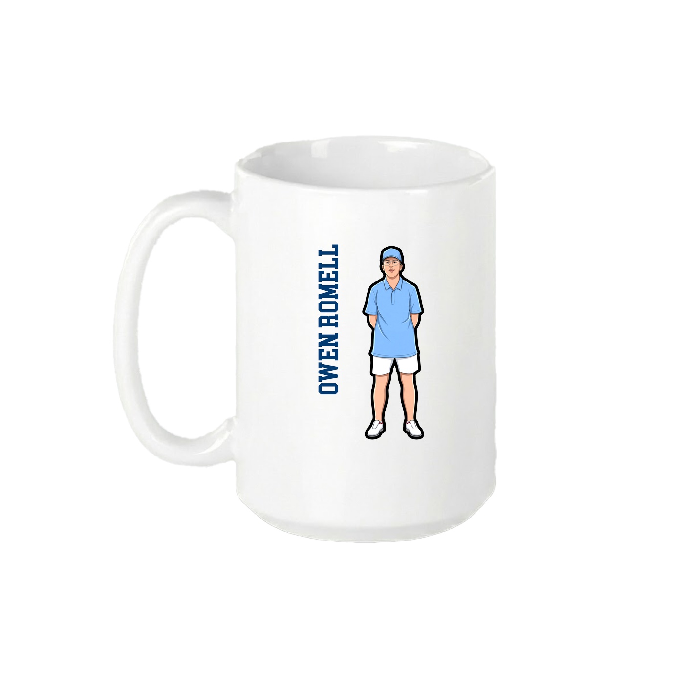 15oz Coffee Mug — Name Vertical in White