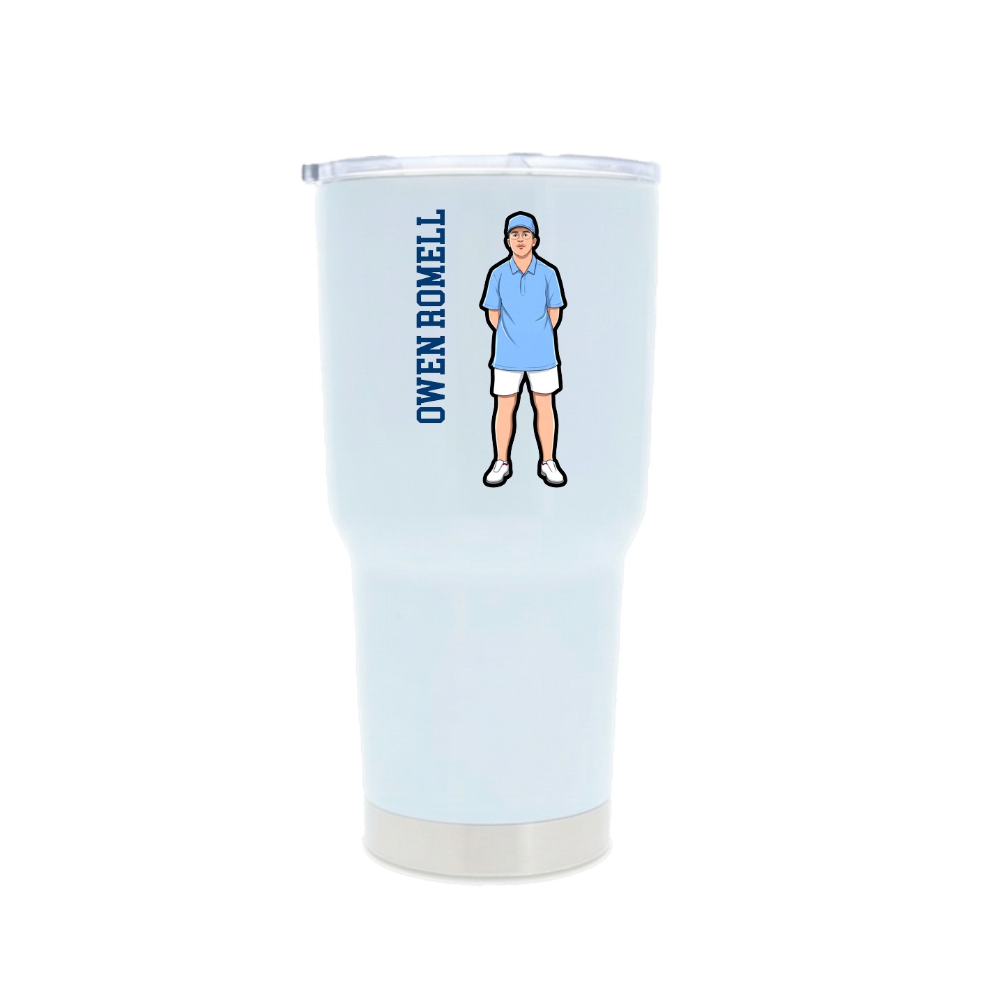 30oz Stainless Steel Tumbler — Name Vertical in White