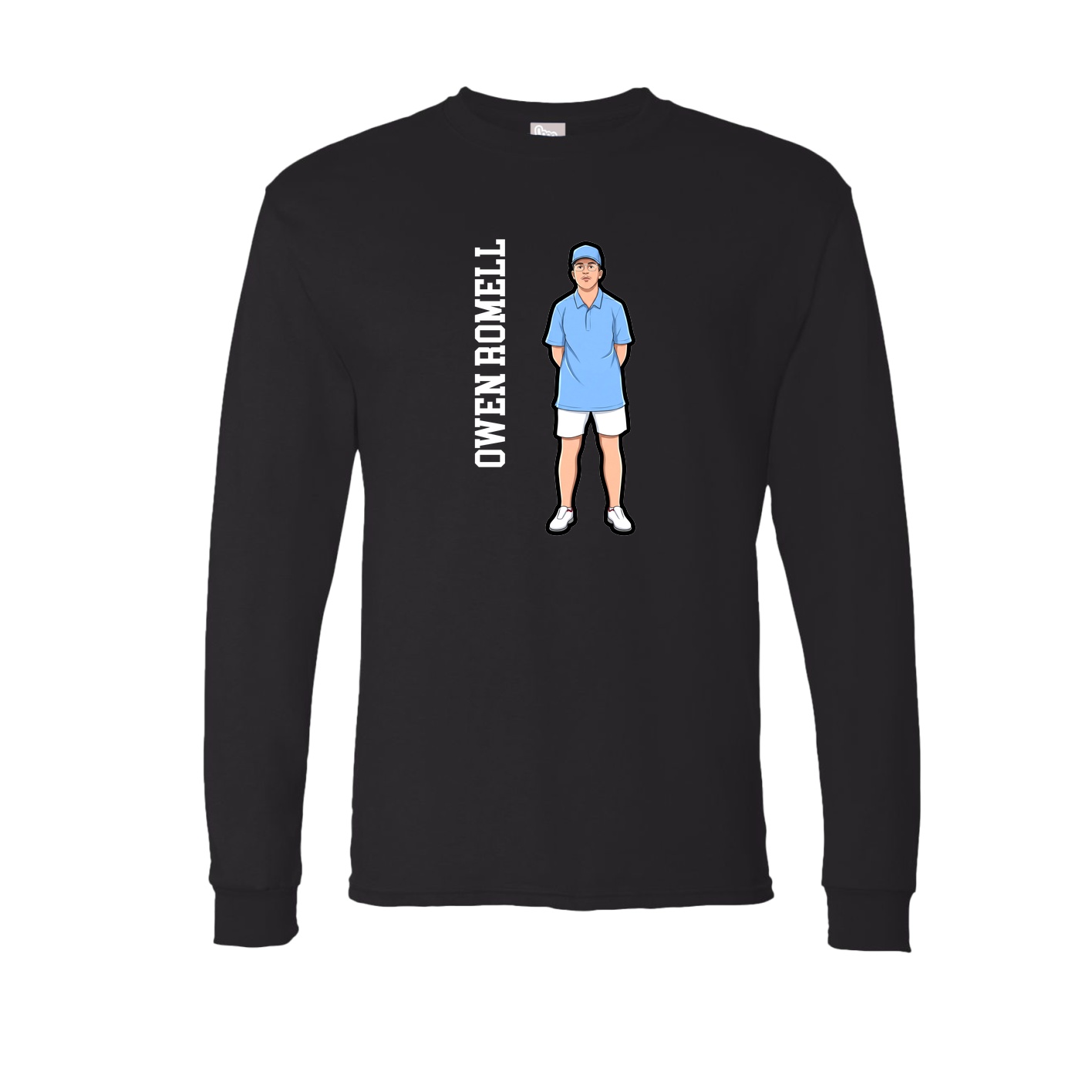 Long Sleeve Tee — Name Vertical in Black