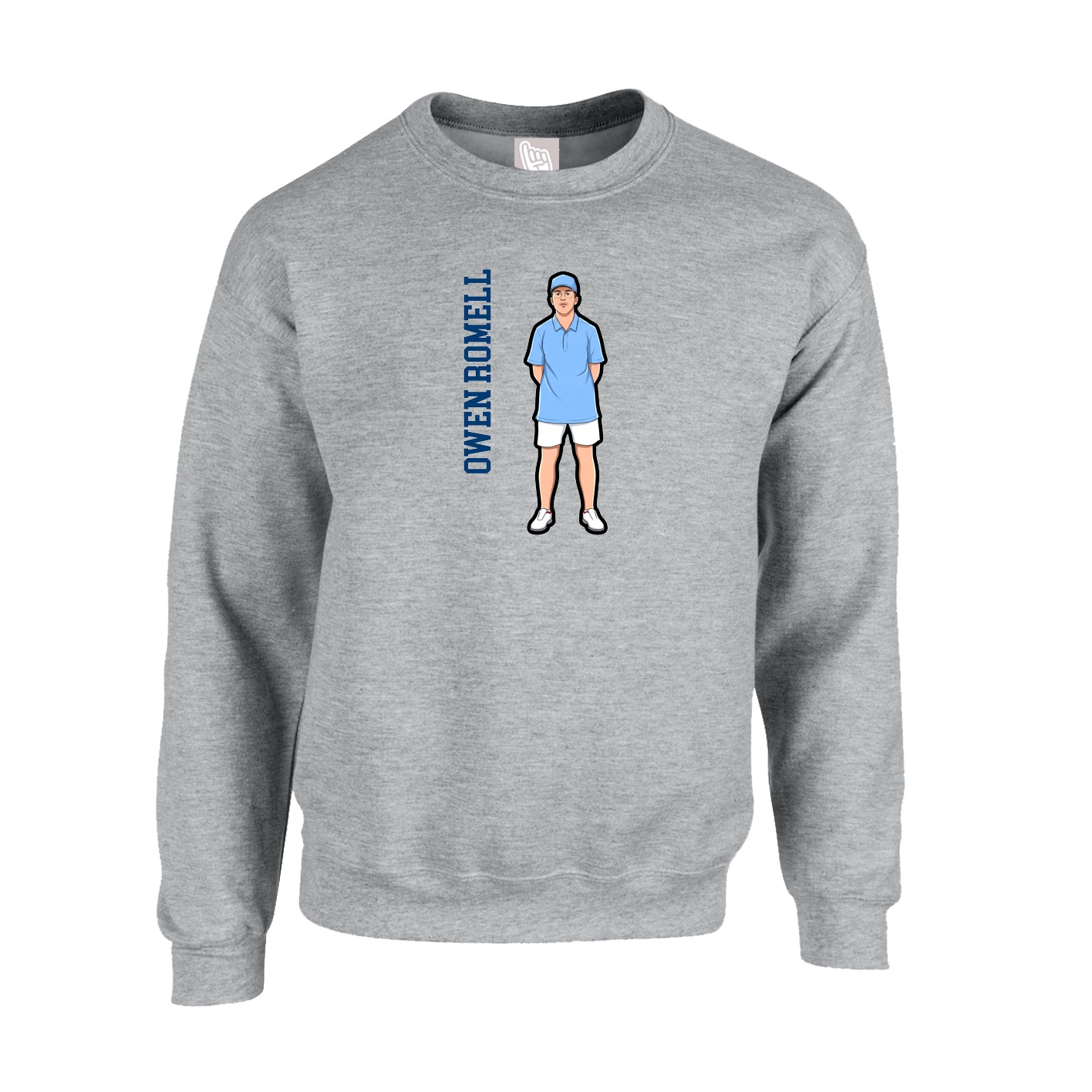 Fleece Crew — Name Vertical in Grey