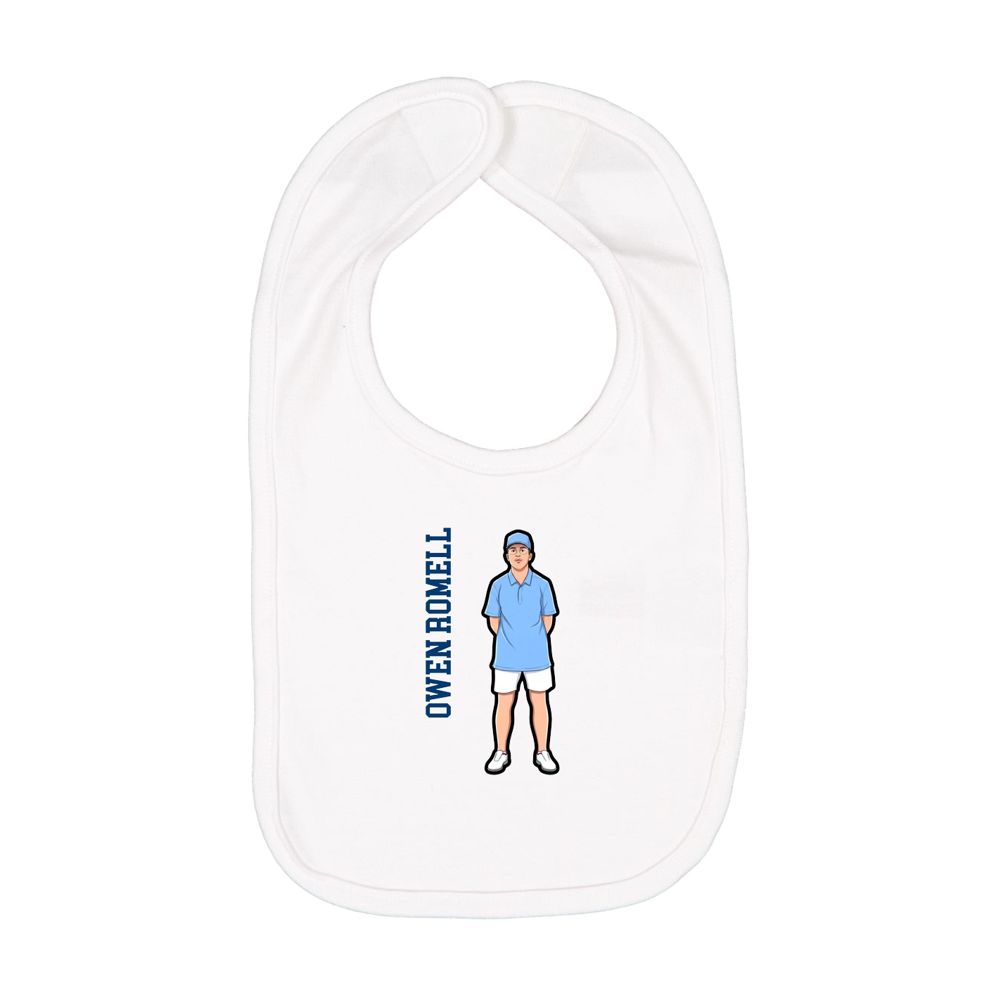 Infant Bib — Name Vertical in White