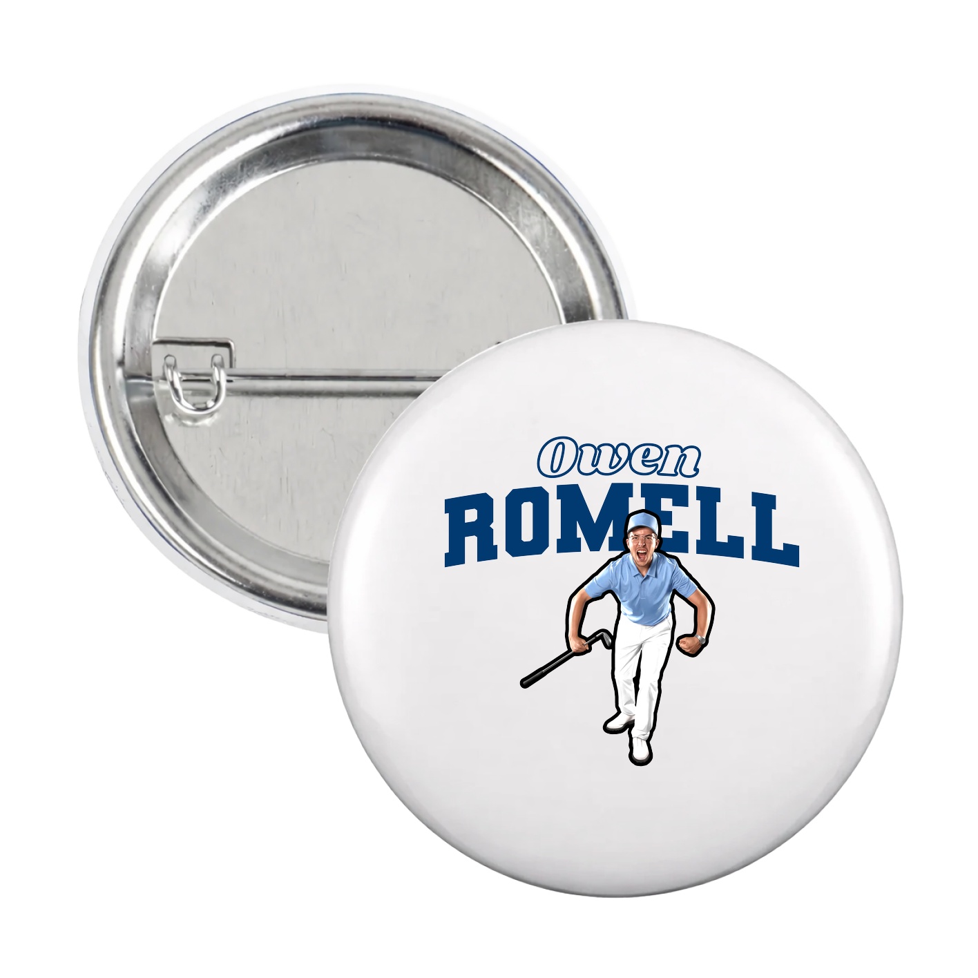 Game Day Button — Name Arch in White
