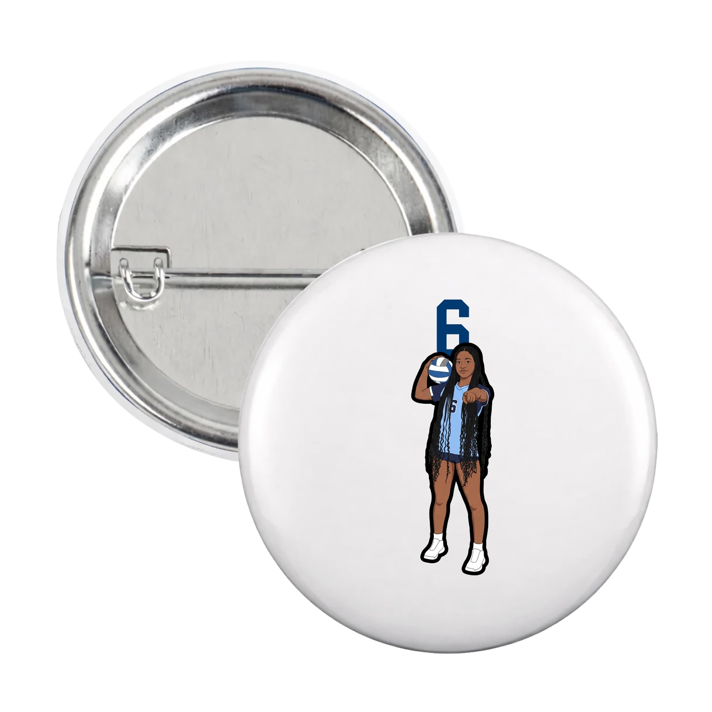 Game Day Button — Number Top in White