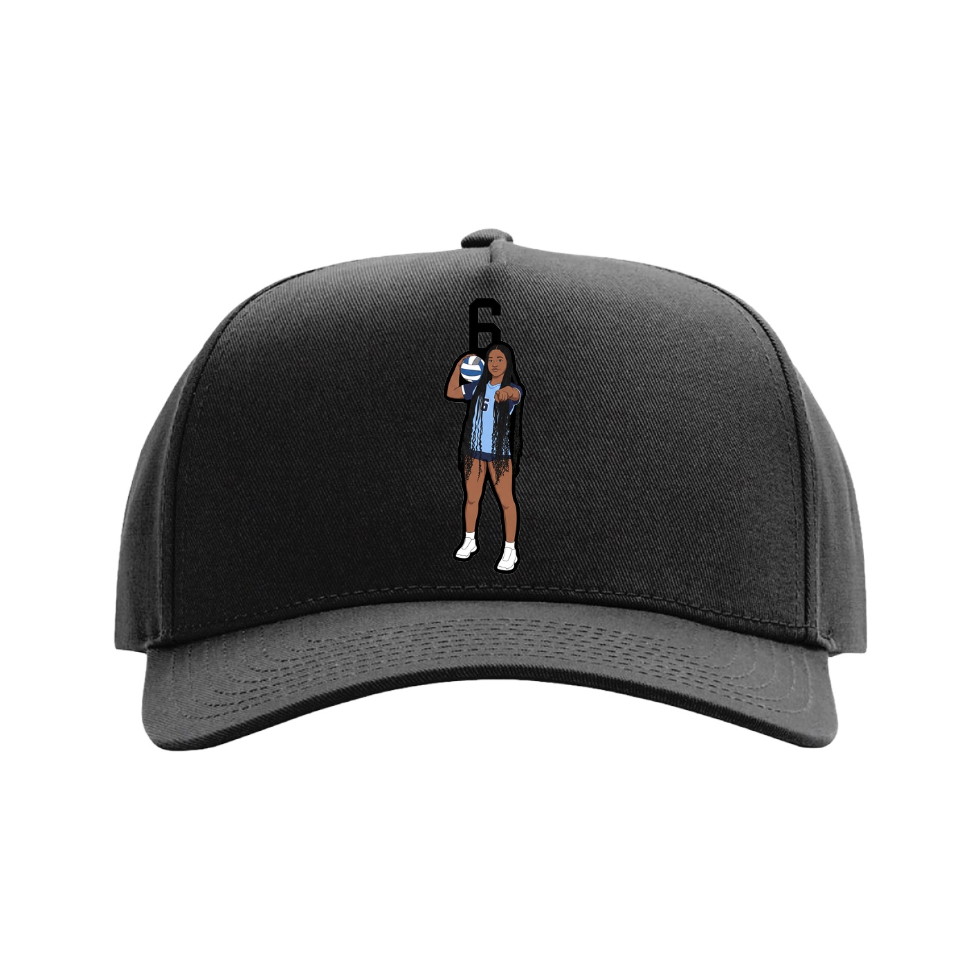 Full Fabric Five-Panel Champ Cap — Number Top in Black