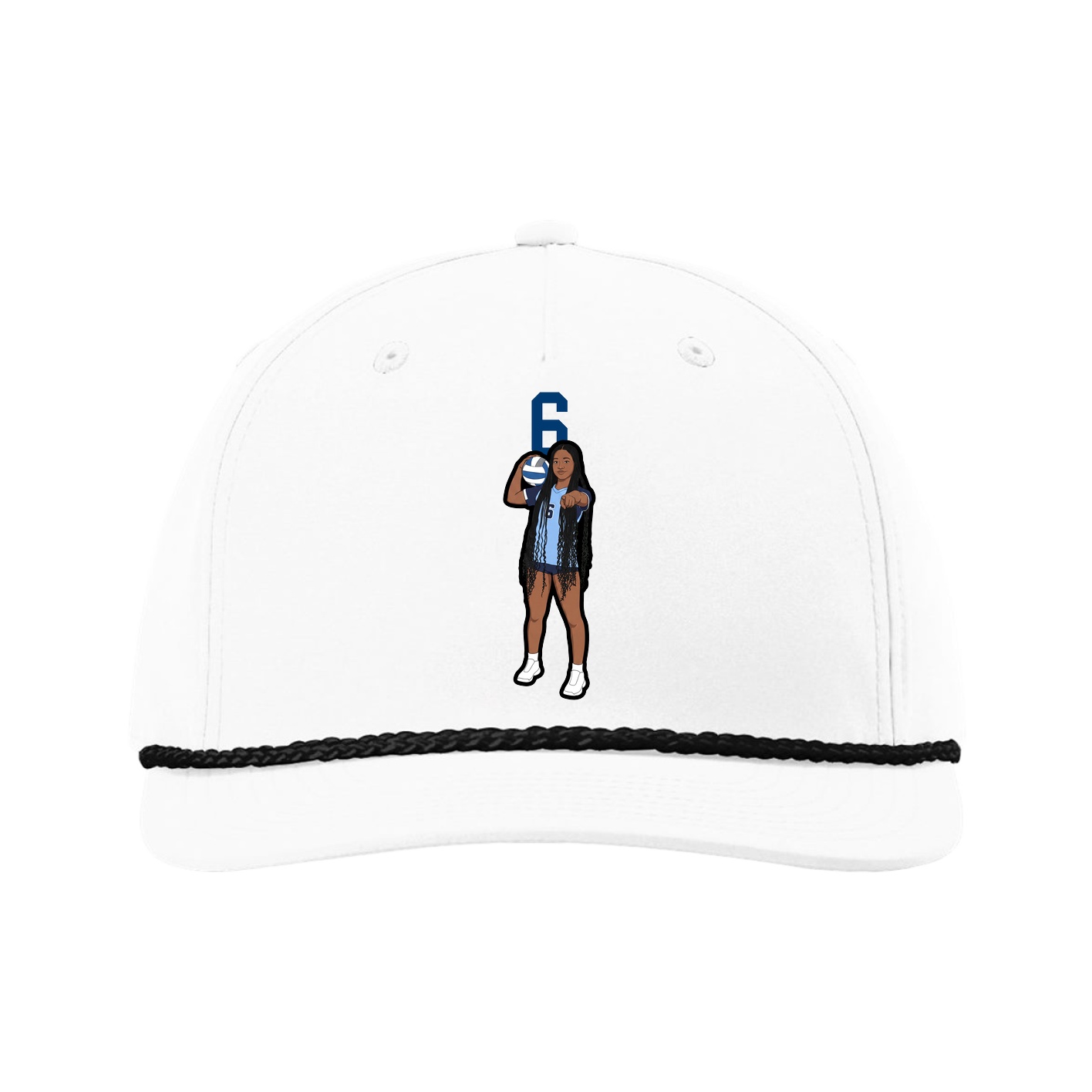 Five-Panel Classic Rope Cap — Number Top in White