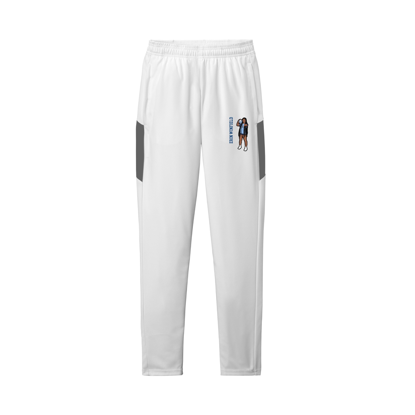 Team Travel Pant — Name Vertical in White/Grey