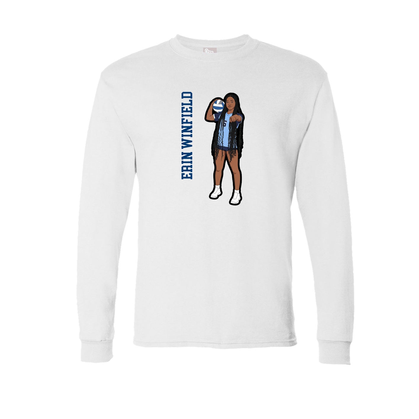 Long Sleeve Tee — Name Vertical in White