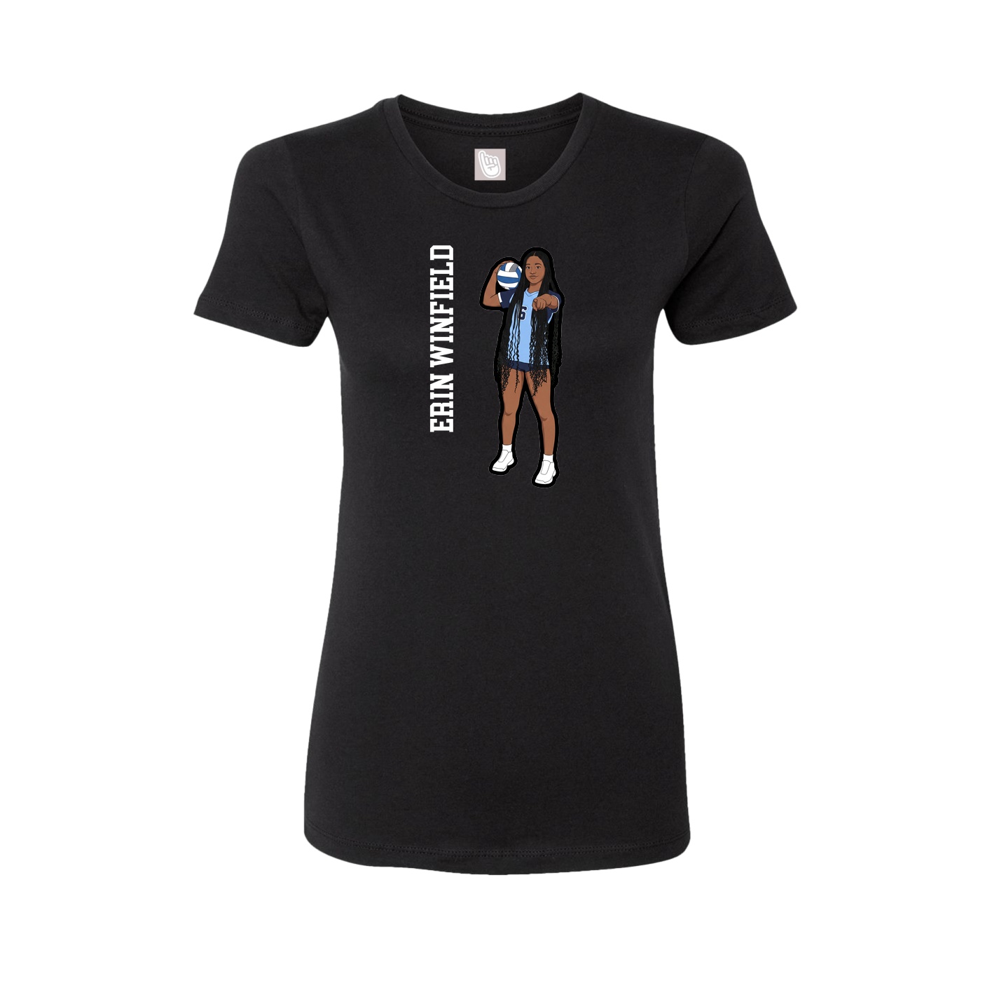 Fitted Women's Tee — Name Vertical in Black