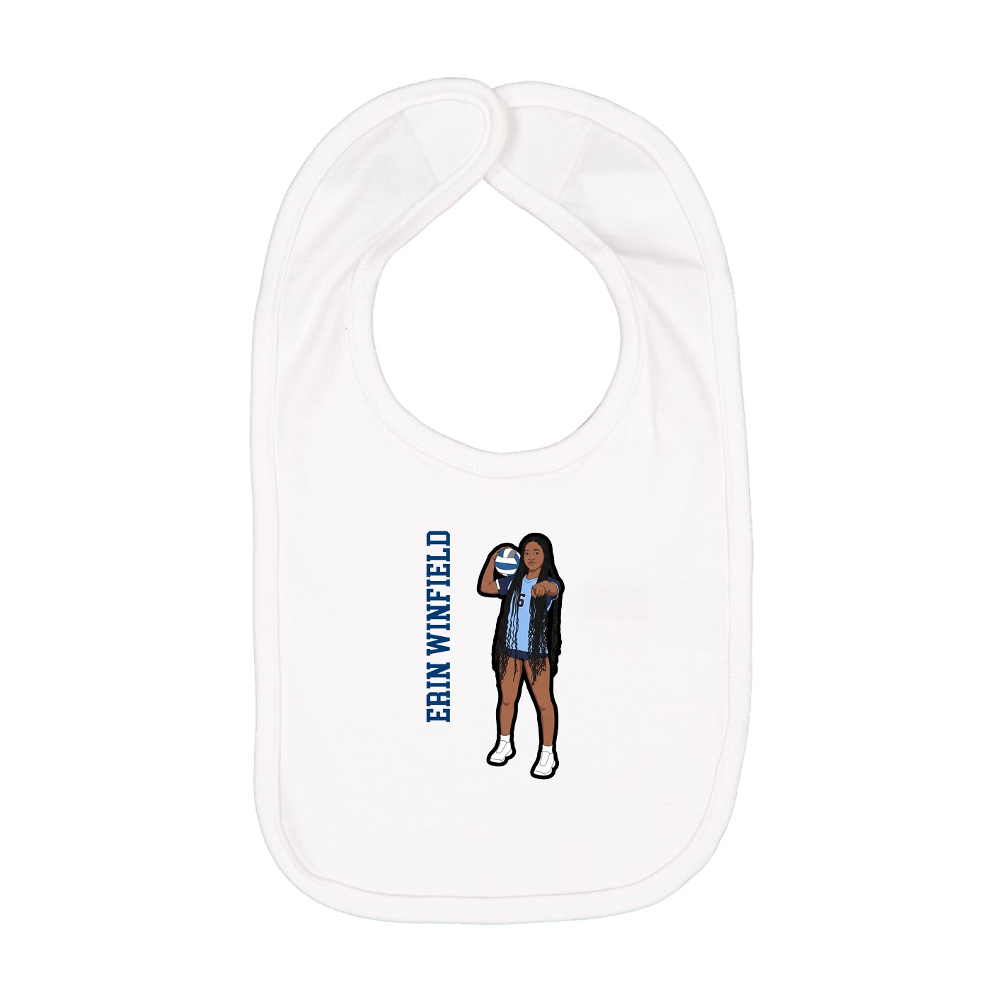 Infant Bib — Name Vertical in White