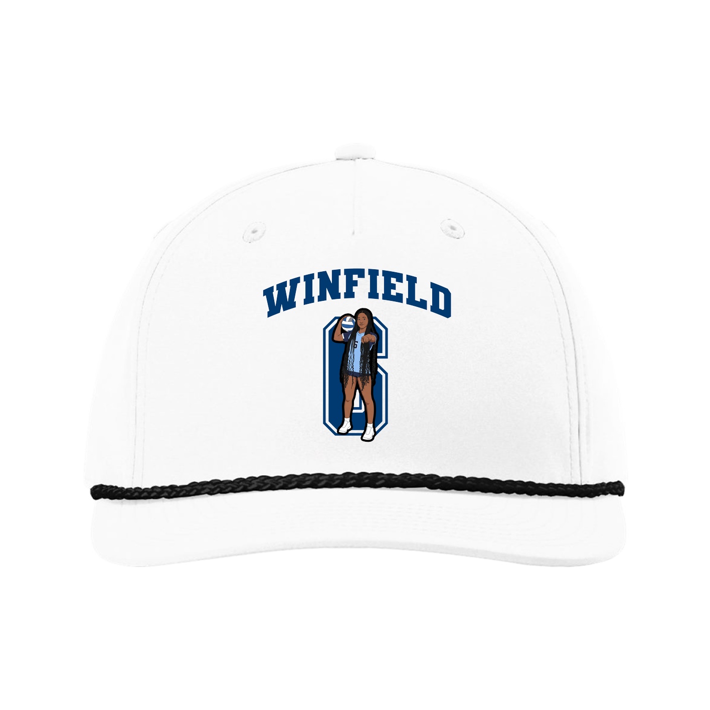 Five-Panel Classic Rope Cap — Number in White