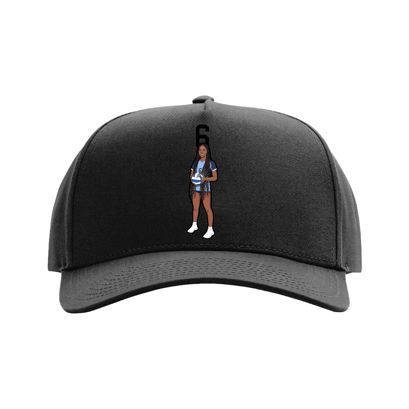 Full Fabric Five-Panel Champ Cap — Number Top in Black