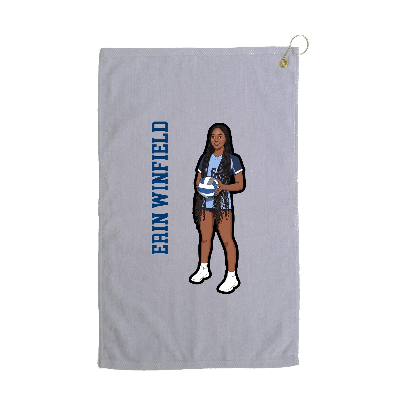 Golf Towel — Name Vertical in Grey