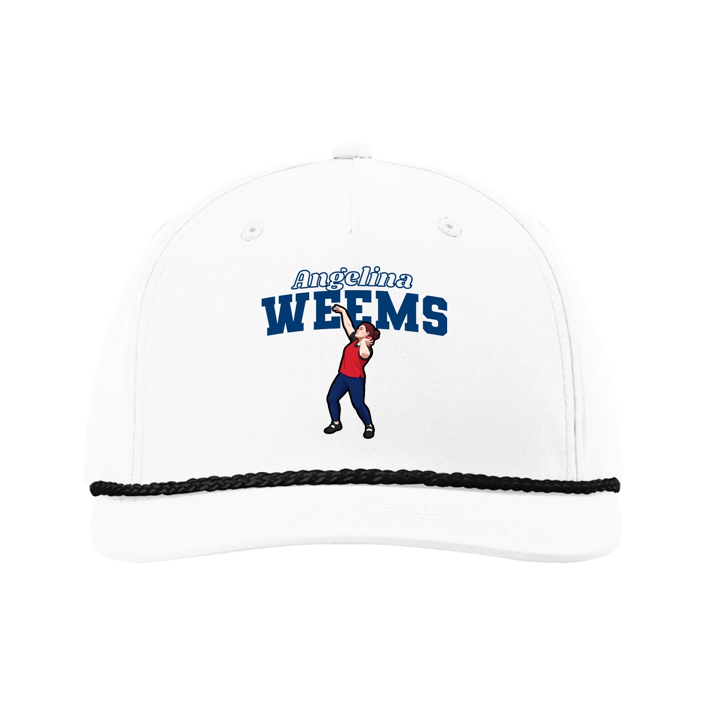 Five-Panel Classic Rope Cap — Name Arch in White