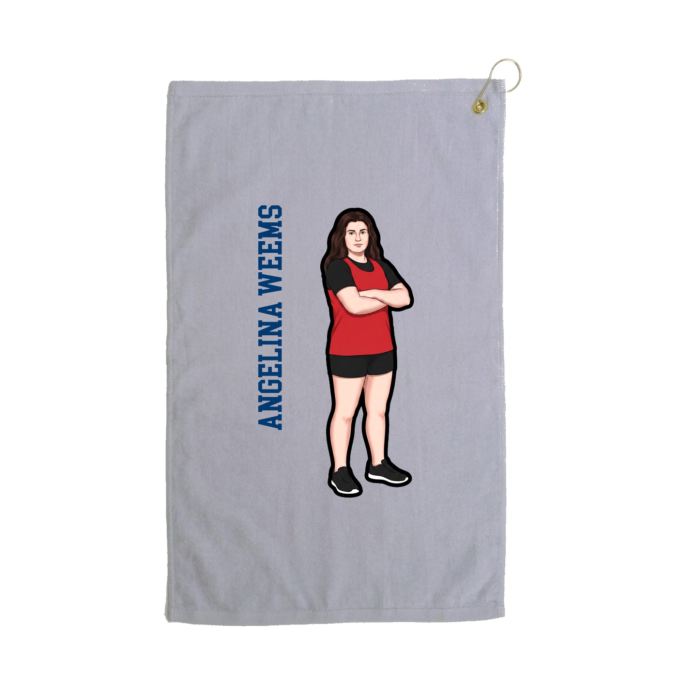 Golf Towel — Name Vertical in Grey
