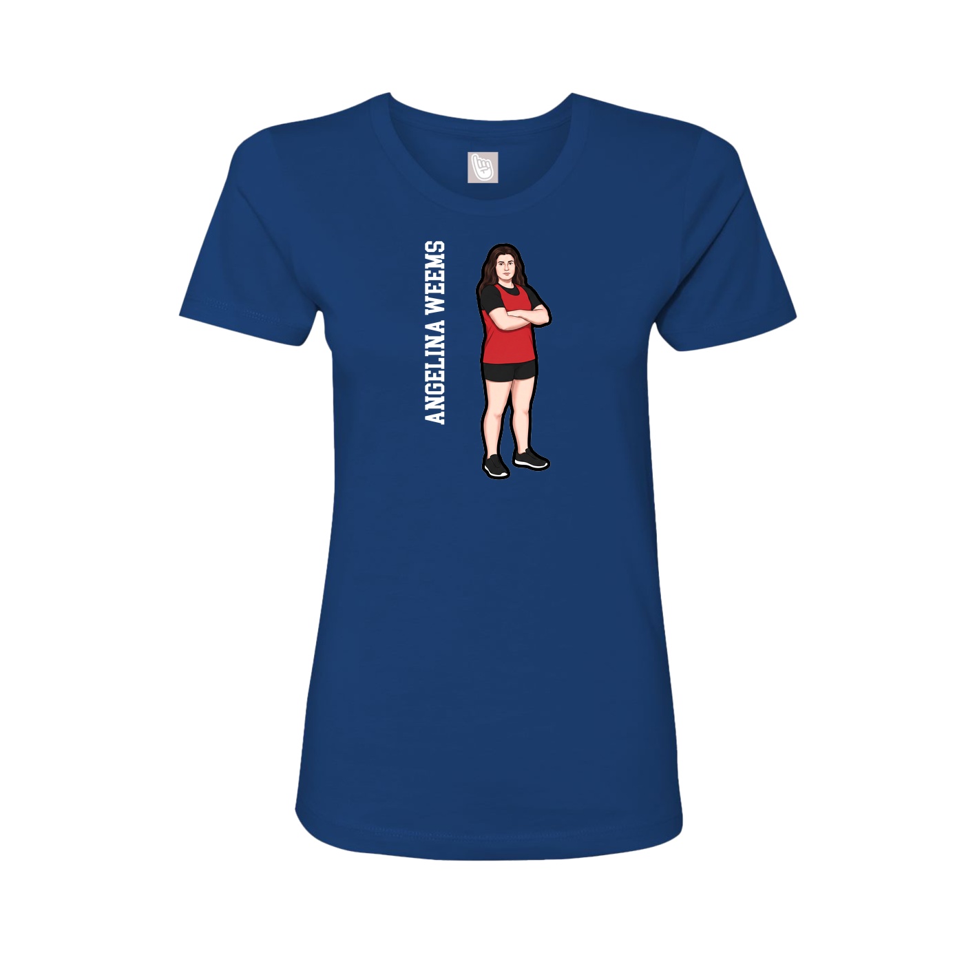 Fitted Women's Tee — Name Vertical in Royal