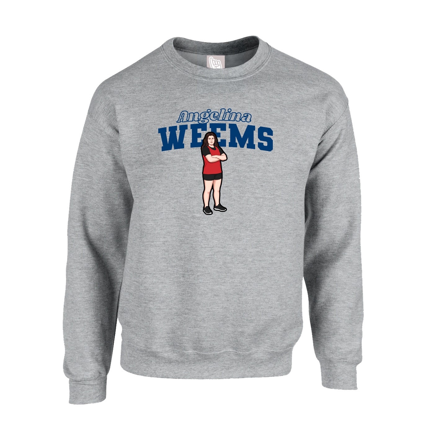 Fleece Crew — Name Arch in Grey