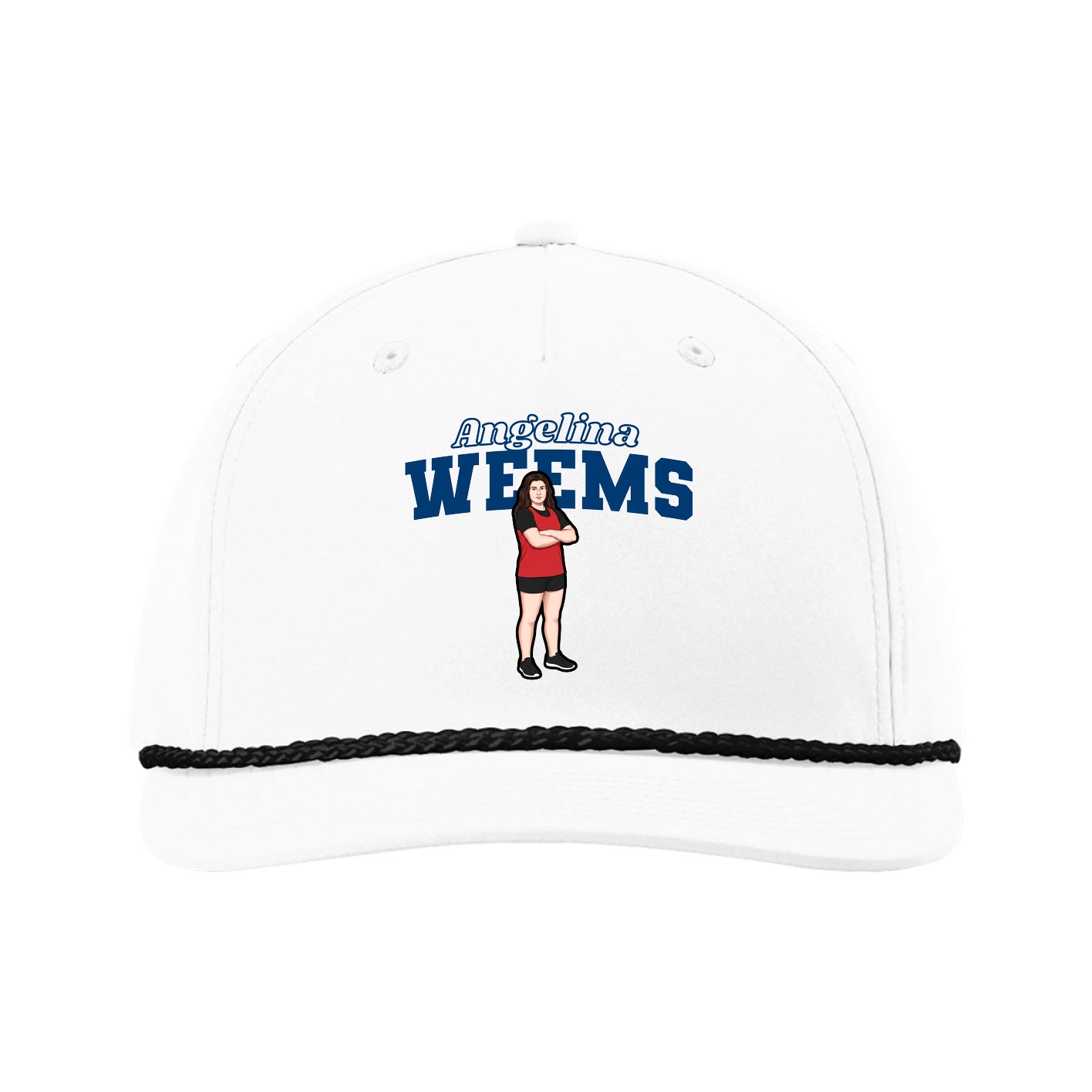 Five-Panel Classic Rope Cap — Name Arch in White