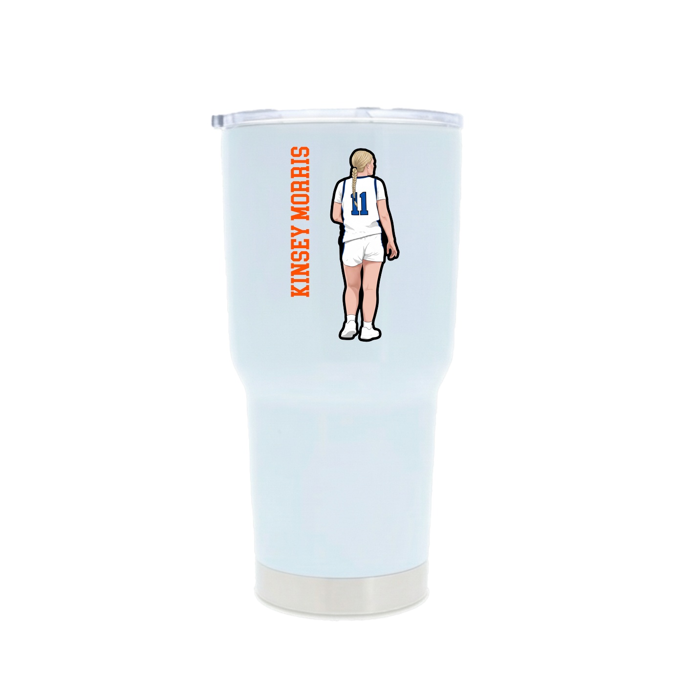 30oz Stainless Steel Tumbler — Name Vertical in White