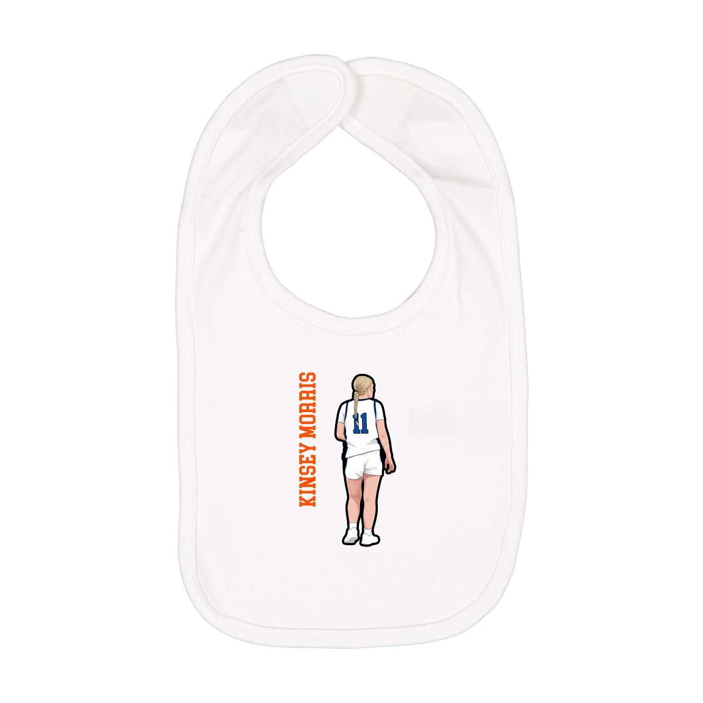 Infant Bib — Name Vertical in White