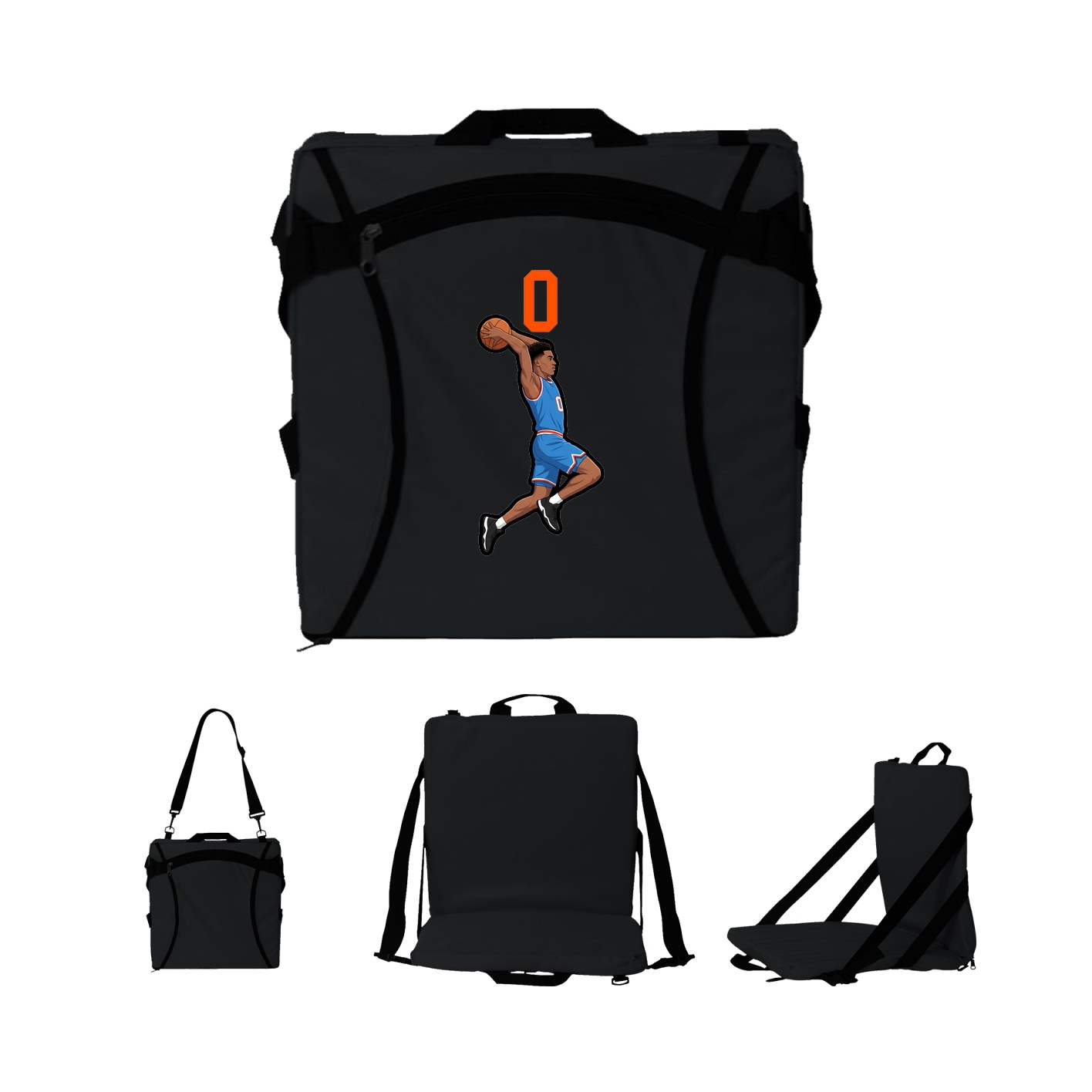 Folding Stadium Seat — Number Top in Black