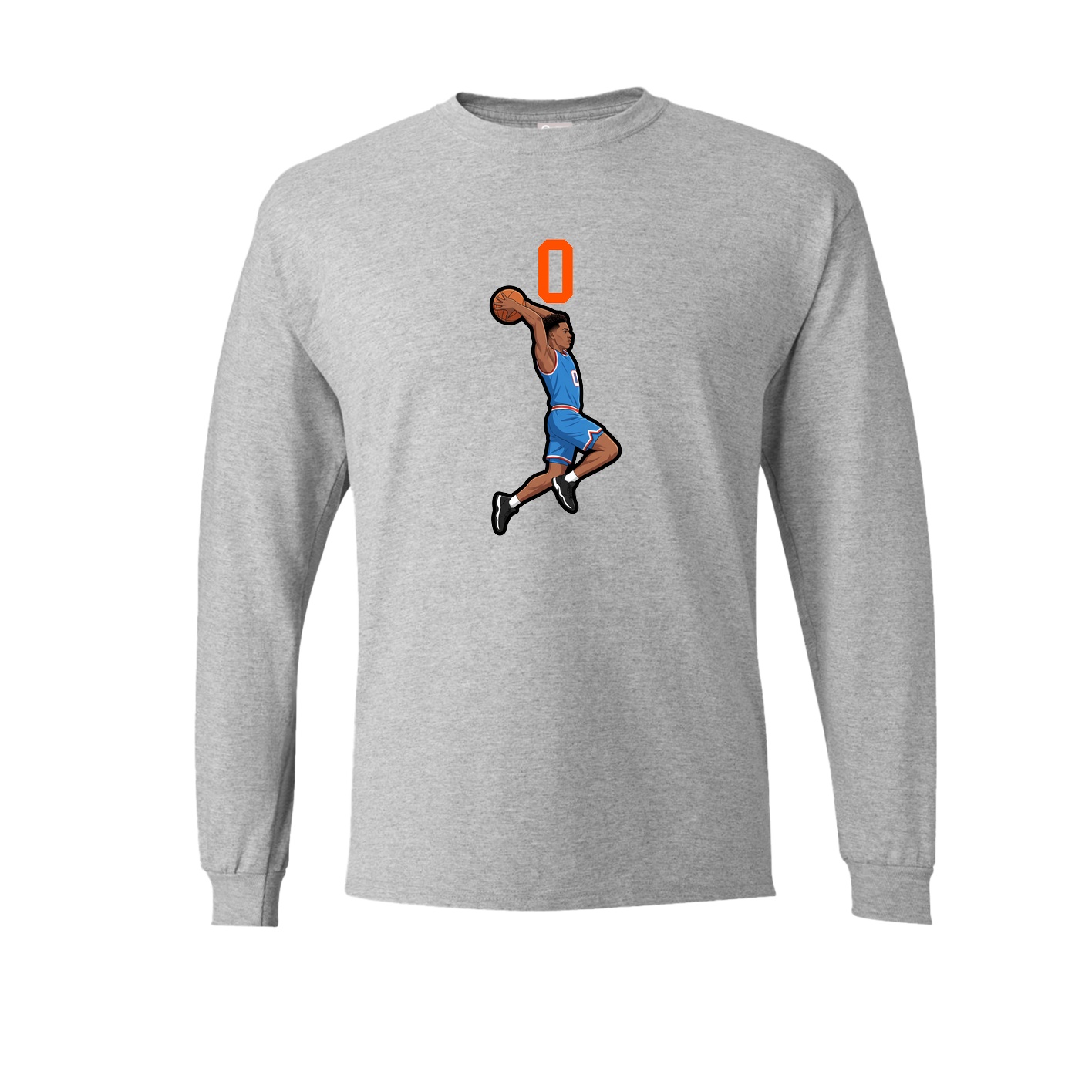Long Sleeve Tee — Number Top in Grey