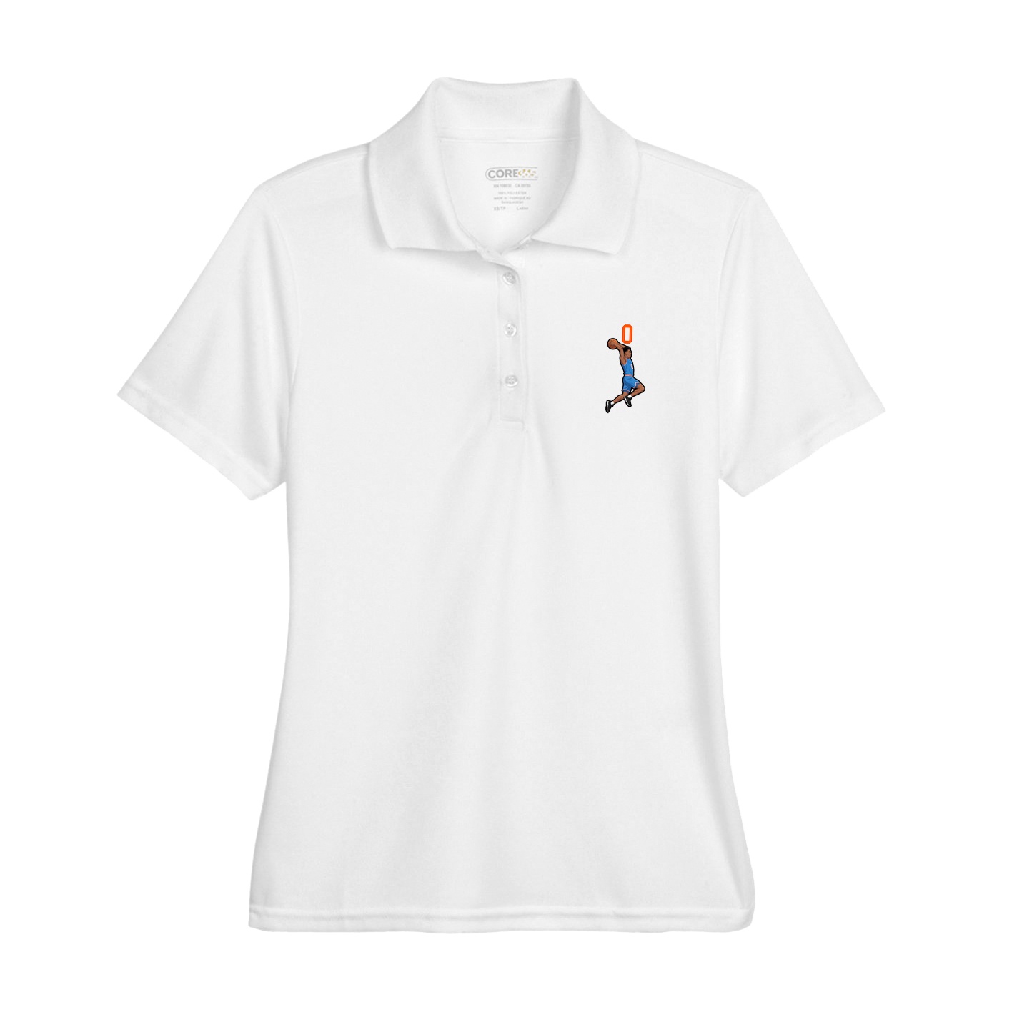 Womens Performance Polo — Number Top in White