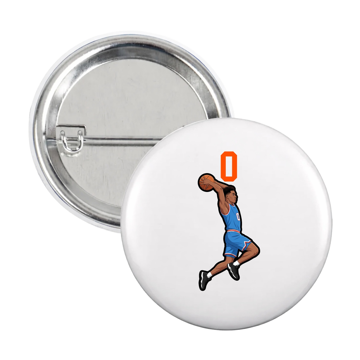 Game Day Button — Number Top in White