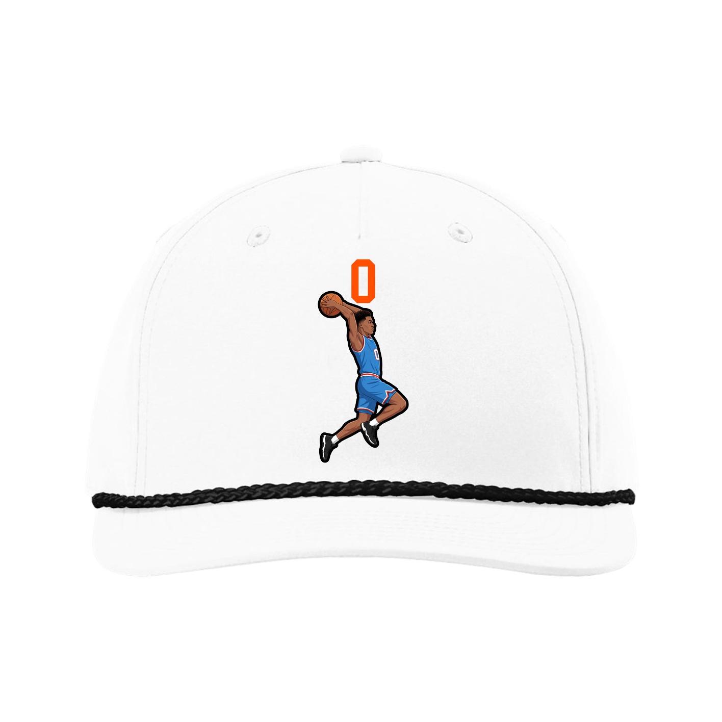 Five-Panel Classic Rope Cap — Number Top in White