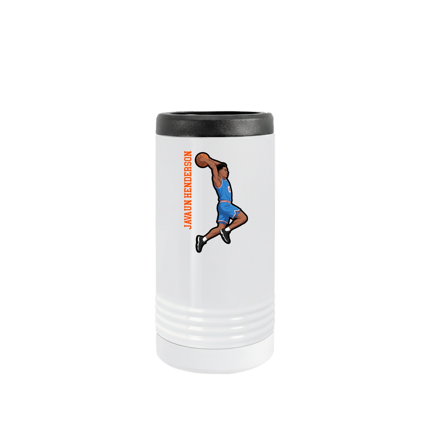 Slim Beverage Holder — Name Vertical in White