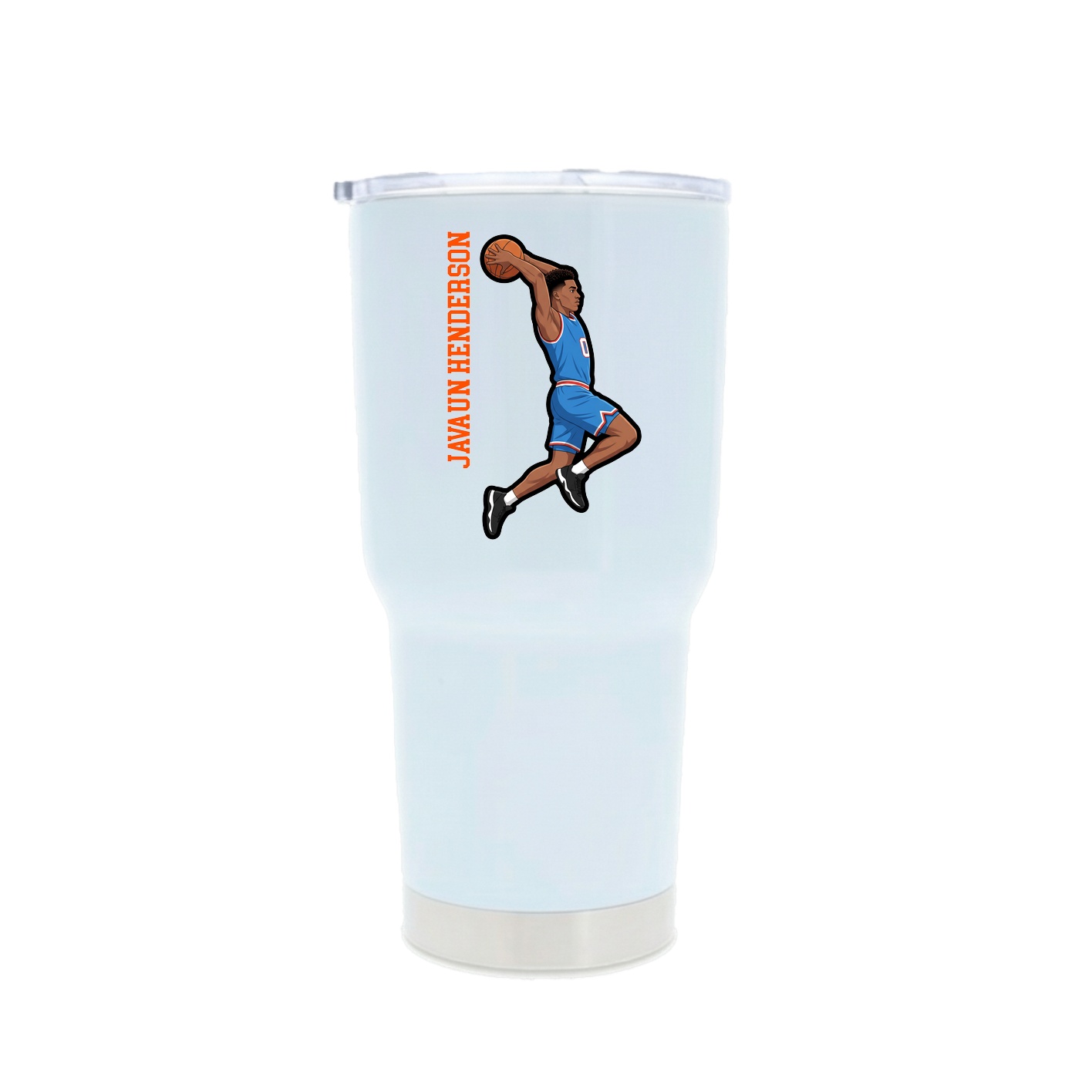 30oz Stainless Steel Tumbler — Name Vertical in White