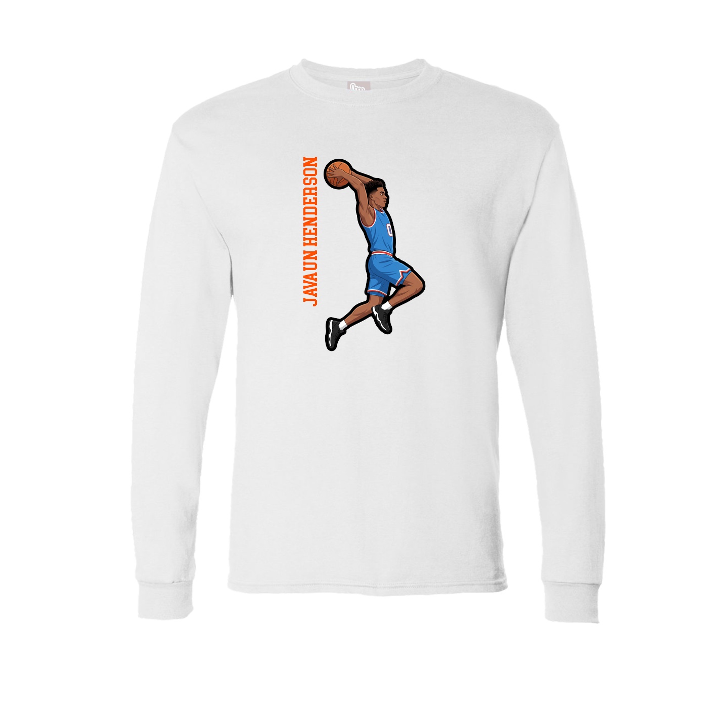 Long Sleeve Tee — Name Vertical in White
