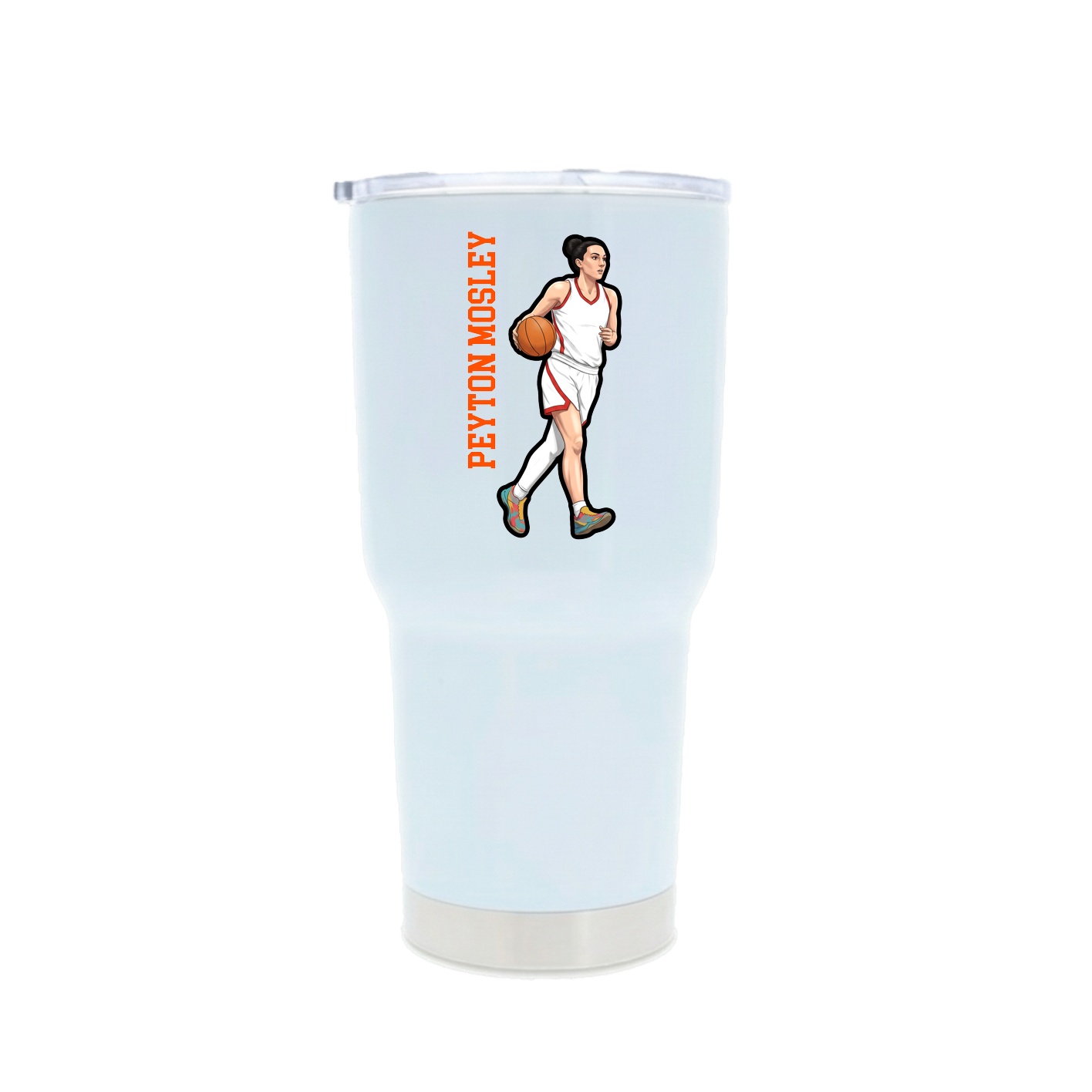 30oz Stainless Steel Tumbler — Name Vertical in White
