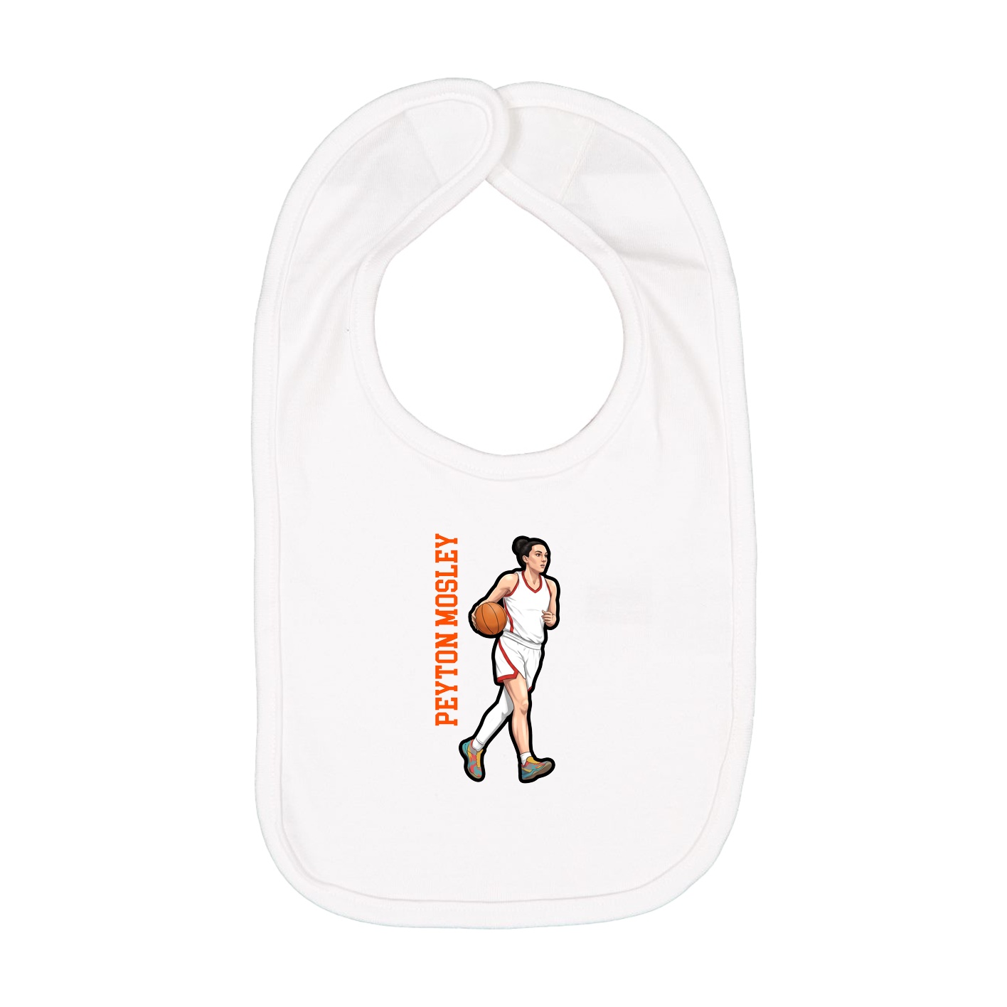 Infant Bib — Name Vertical in White