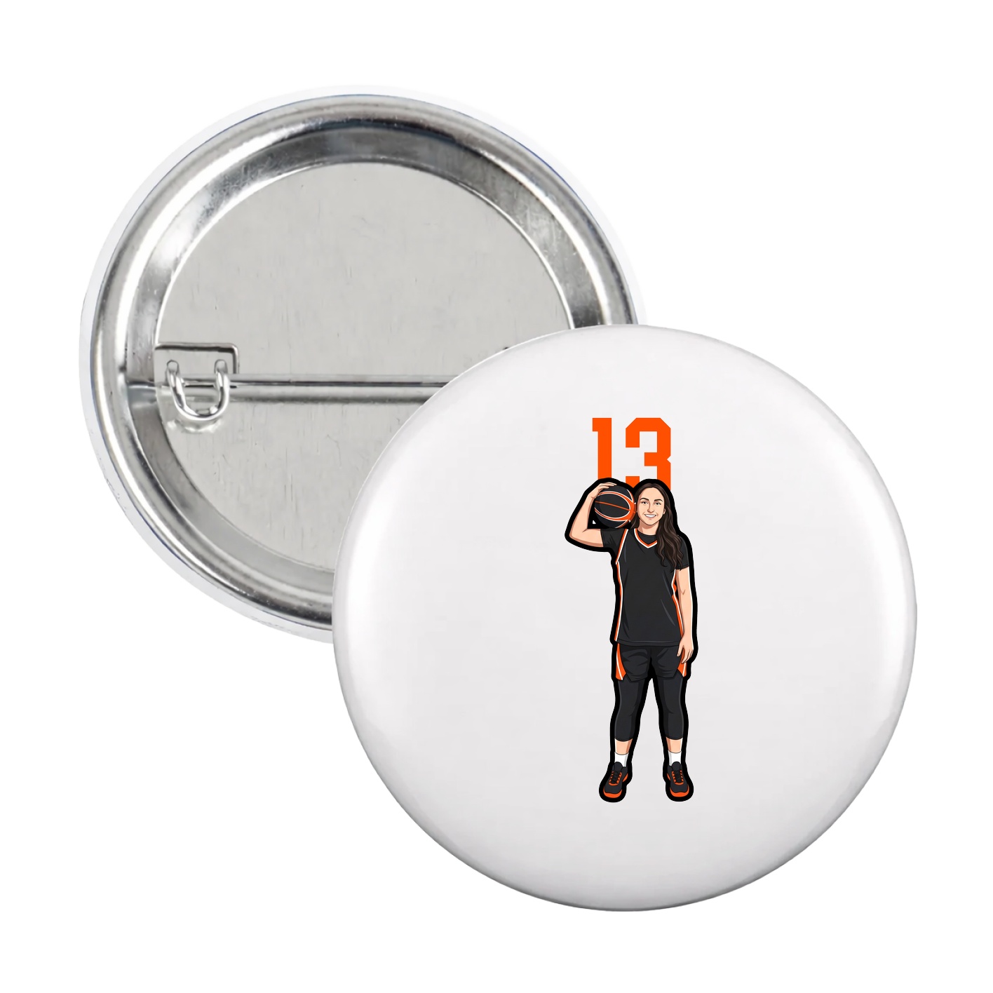 Game Day Button — Number Top in White