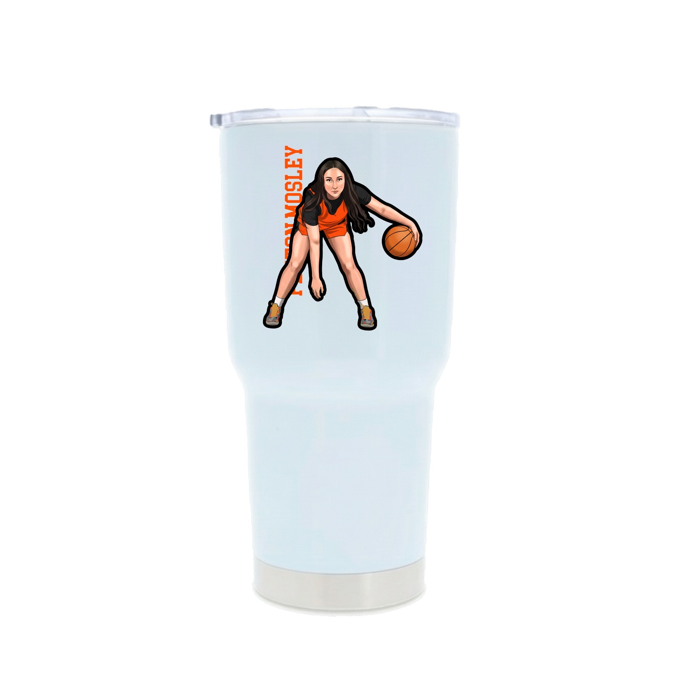 30oz Stainless Steel Tumbler — Name Vertical in White