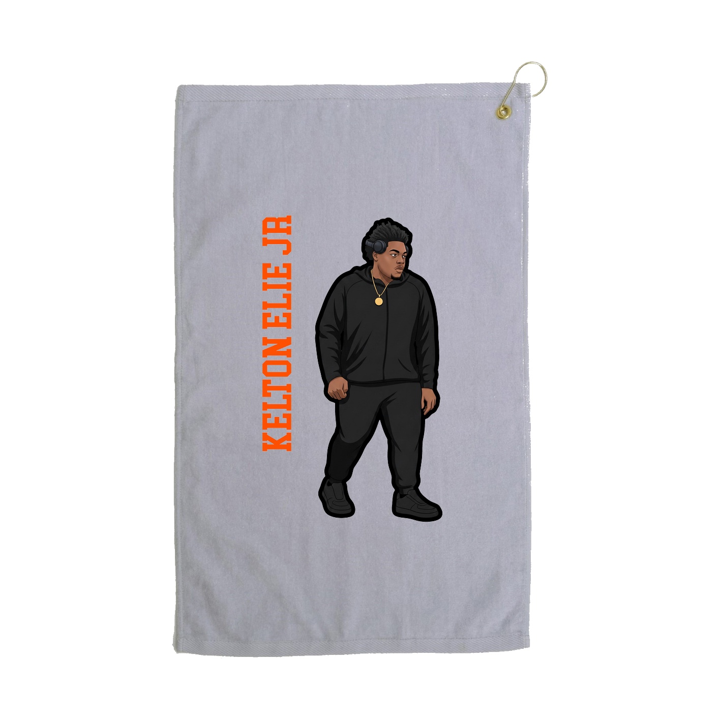 Golf Towel — Name Vertical in Grey