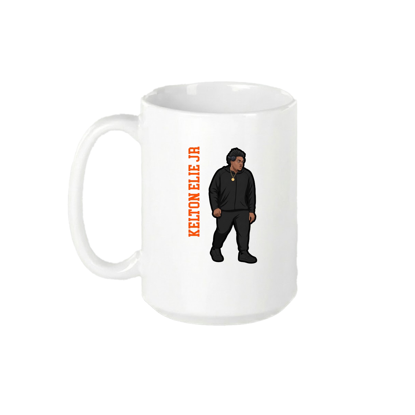 15oz Coffee Mug — Name Vertical in White
