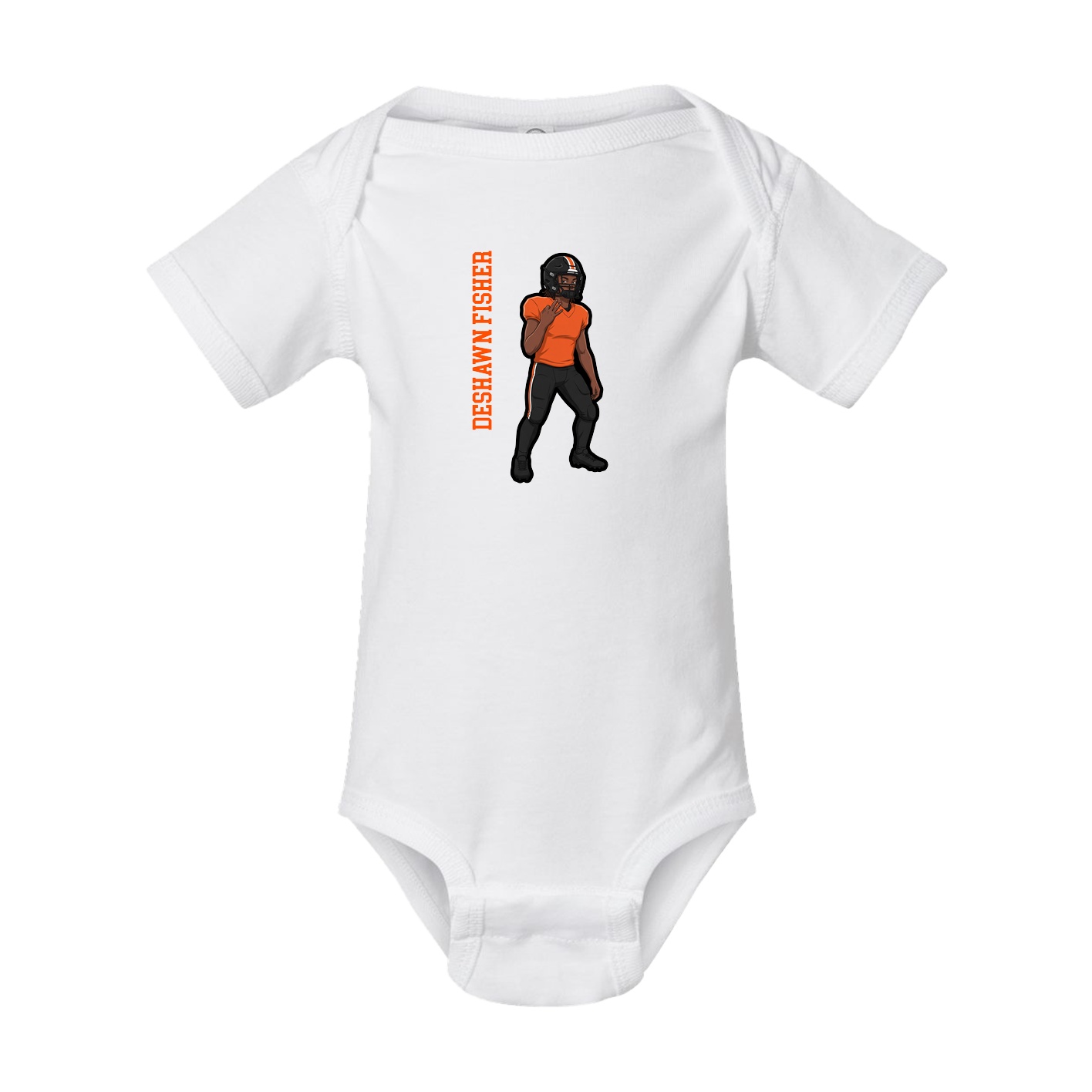 Baby Onesie — Name Vertical in White