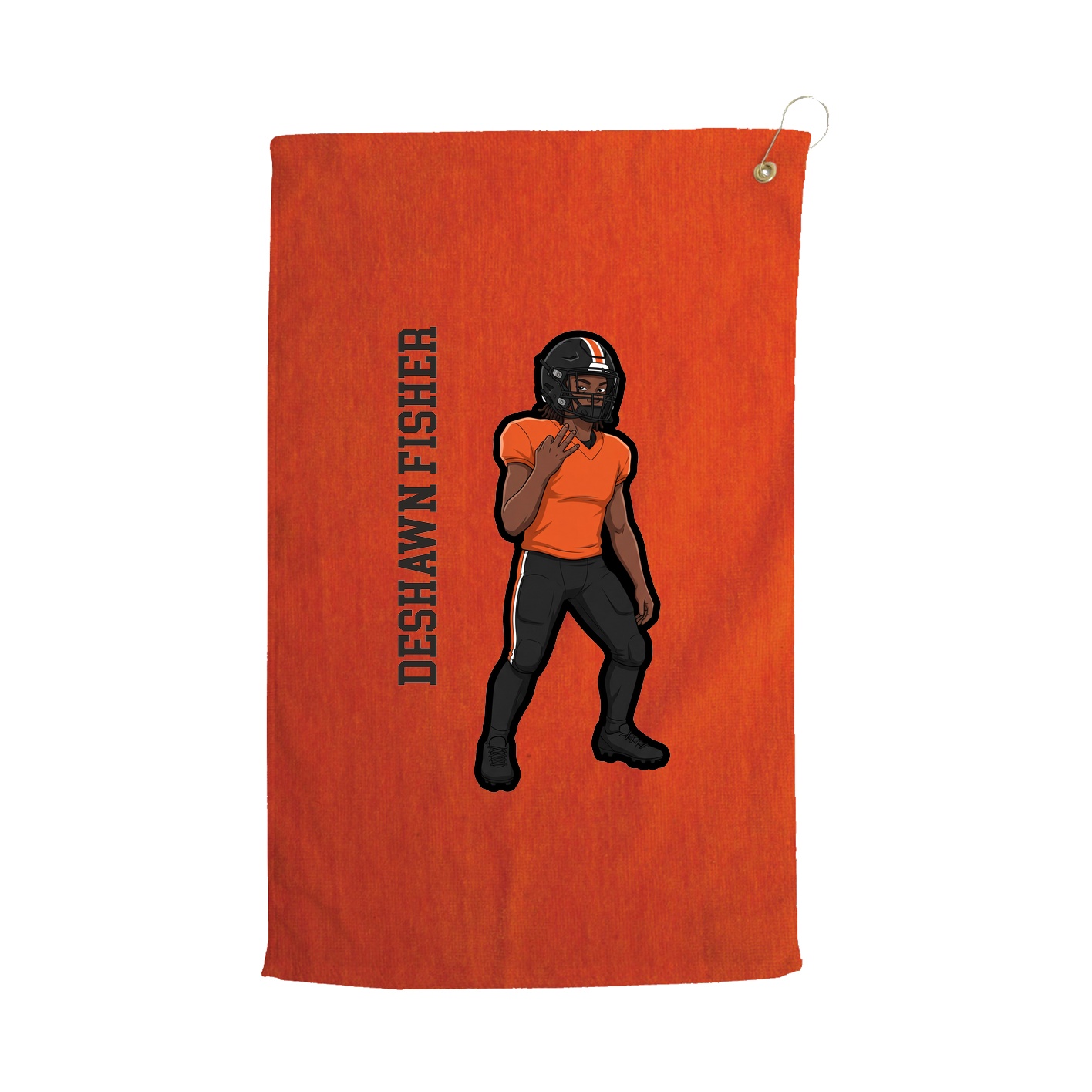 Golf Towel — Name Vertical in Orange