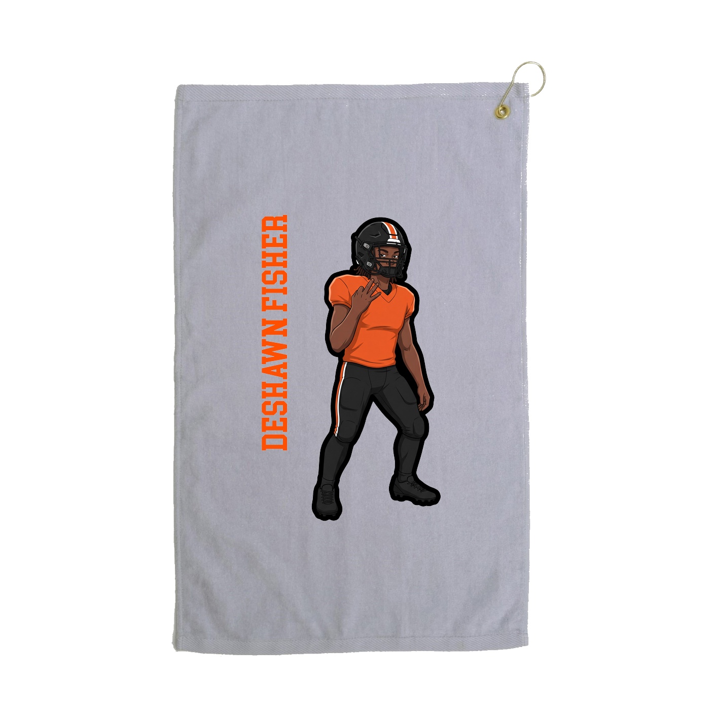 Golf Towel — Name Vertical in Grey