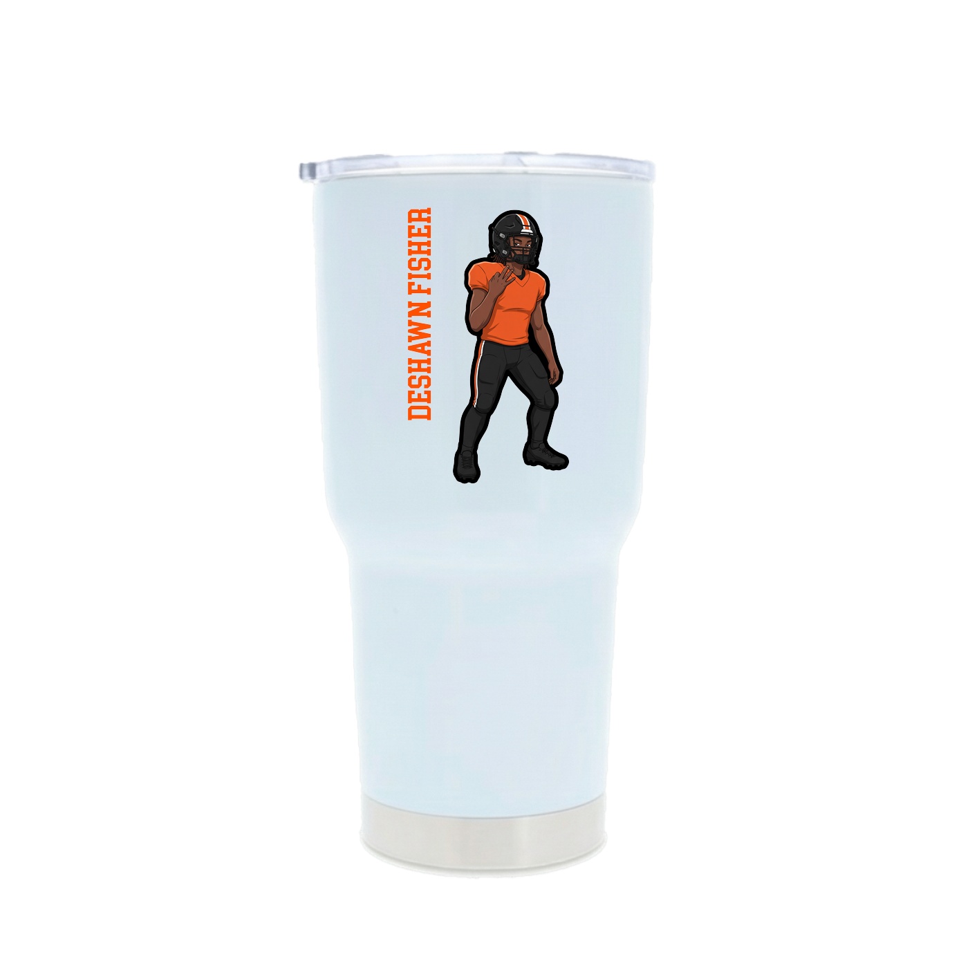 30oz Stainless Steel Tumbler — Name Vertical in White