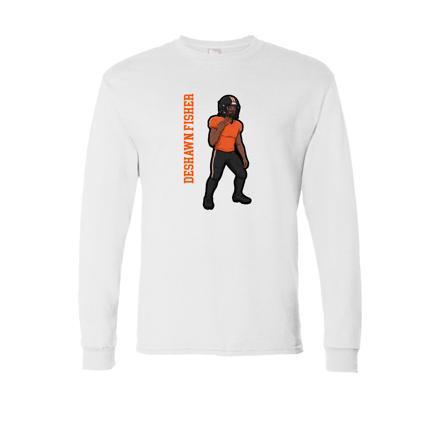 Long Sleeve Tee — Name Vertical in White