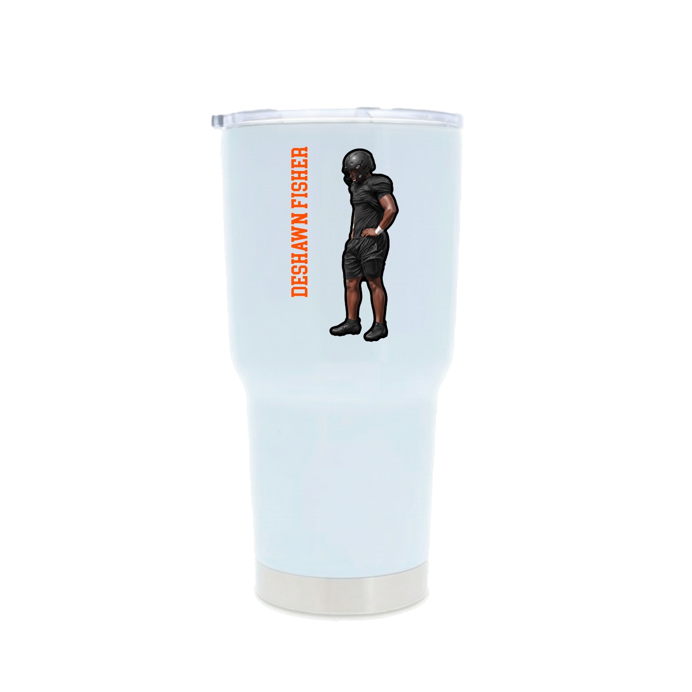 30oz Stainless Steel Tumbler — Name Vertical in White