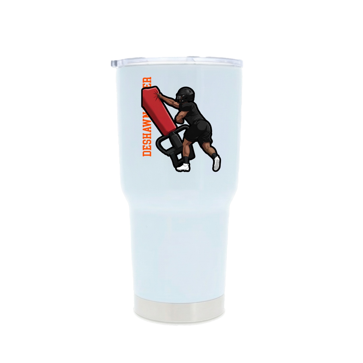 30oz Stainless Steel Tumbler — Name Vertical in White