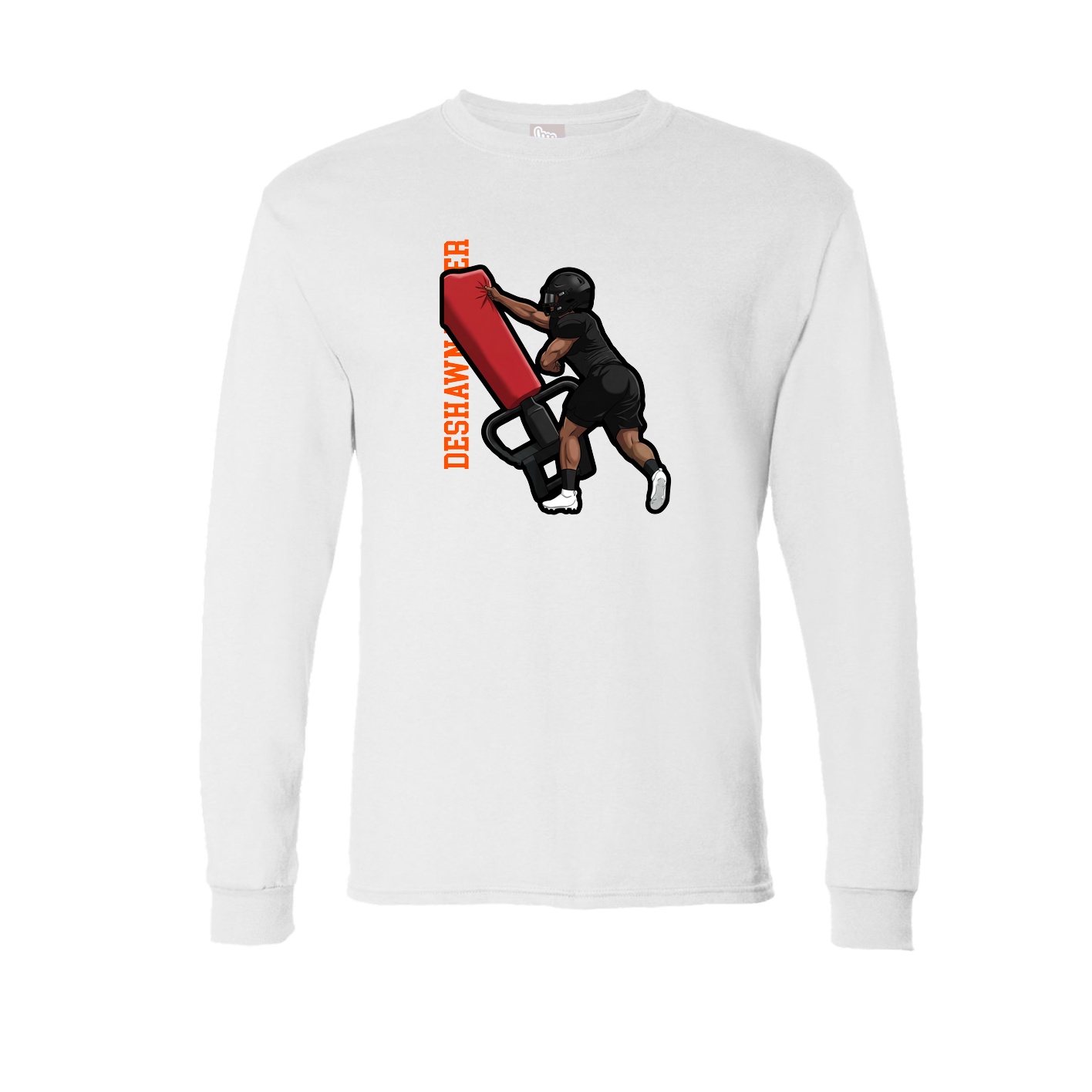 Long Sleeve Tee — Name Vertical in White