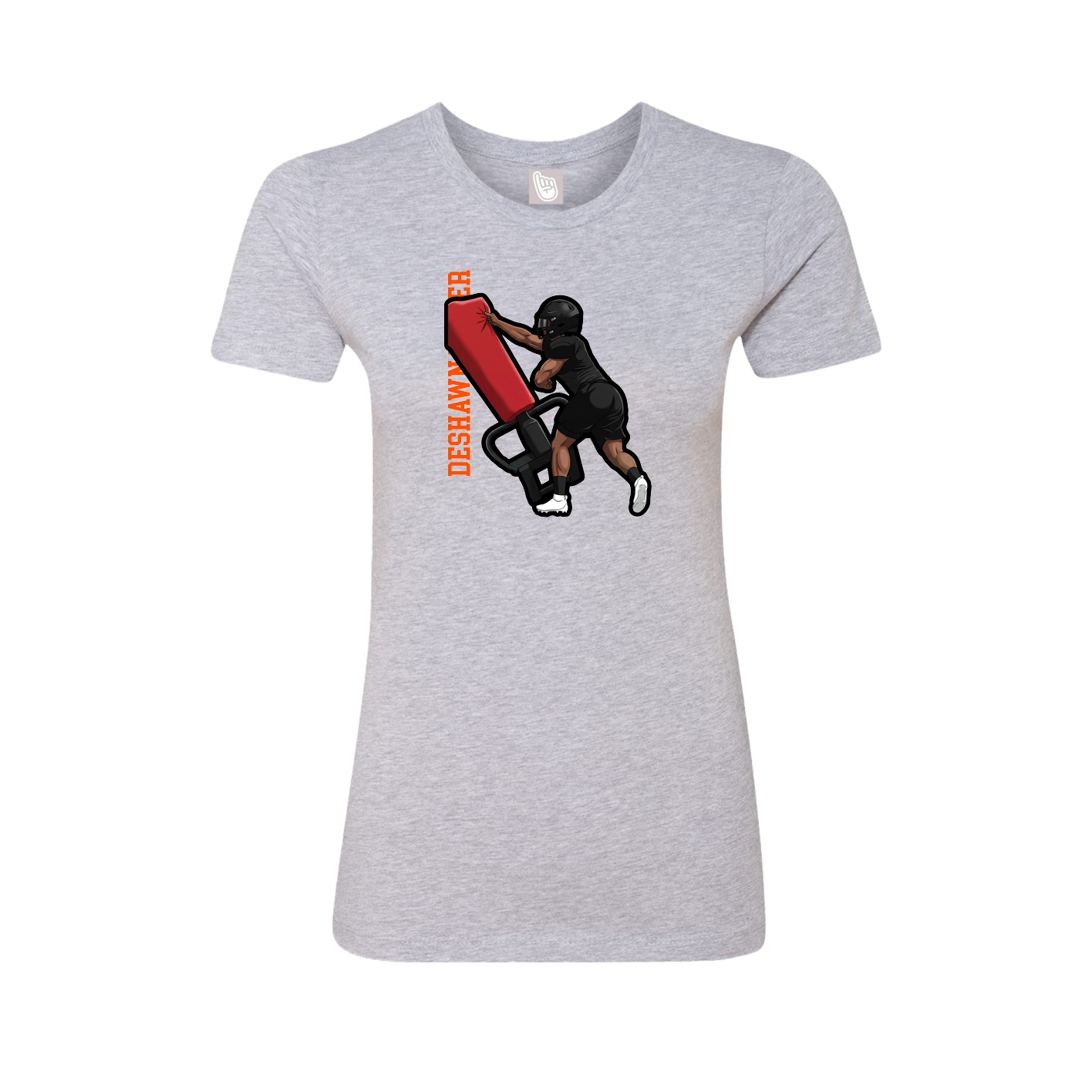 Womens Tee — Name Vertical in Grey