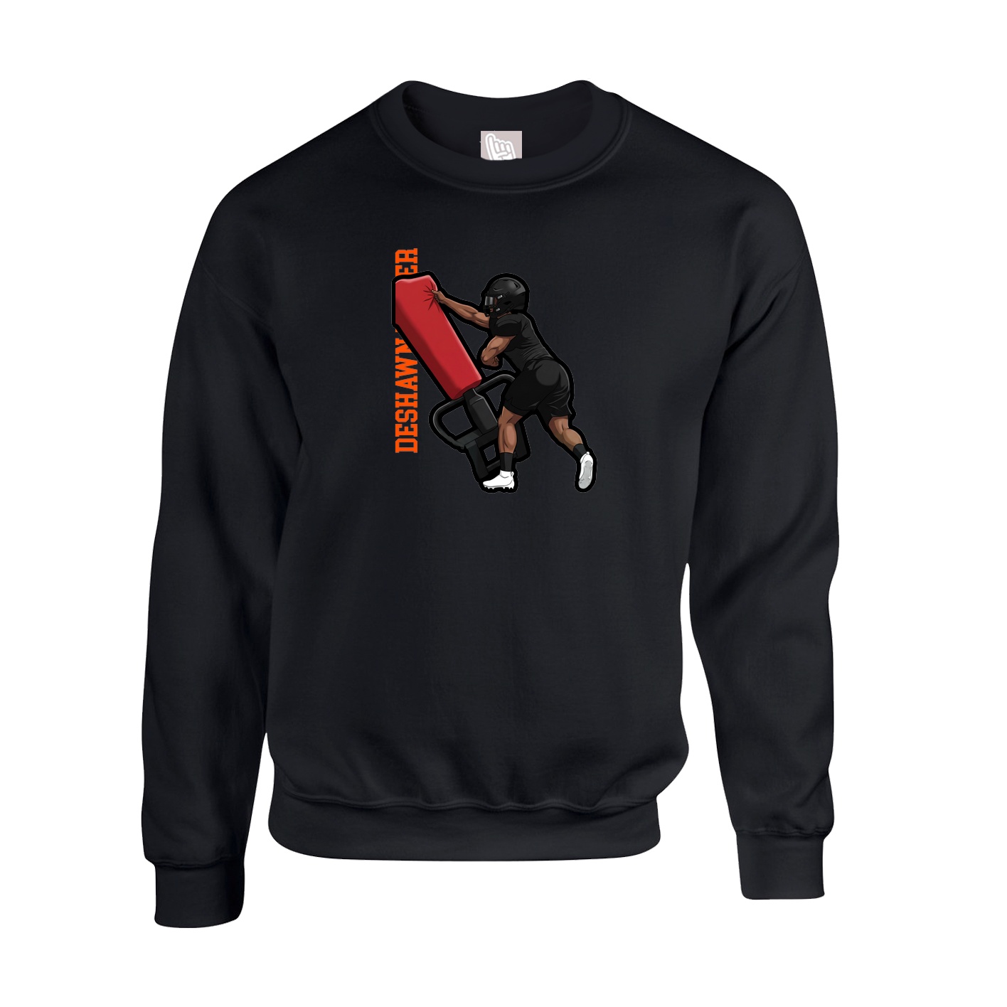 Fleece Crew — Name Vertical in Black