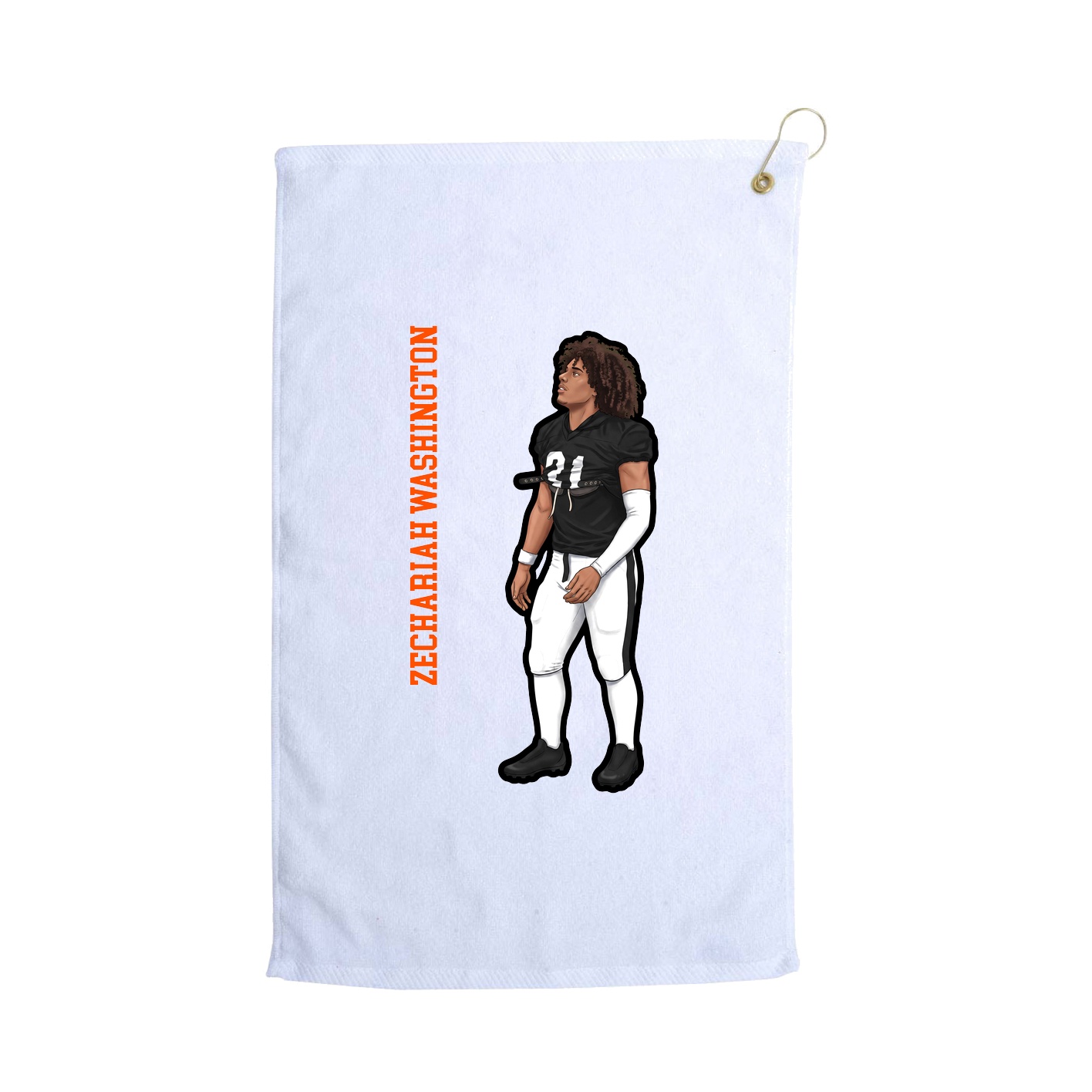 Golf Towel — Name Vertical in White
