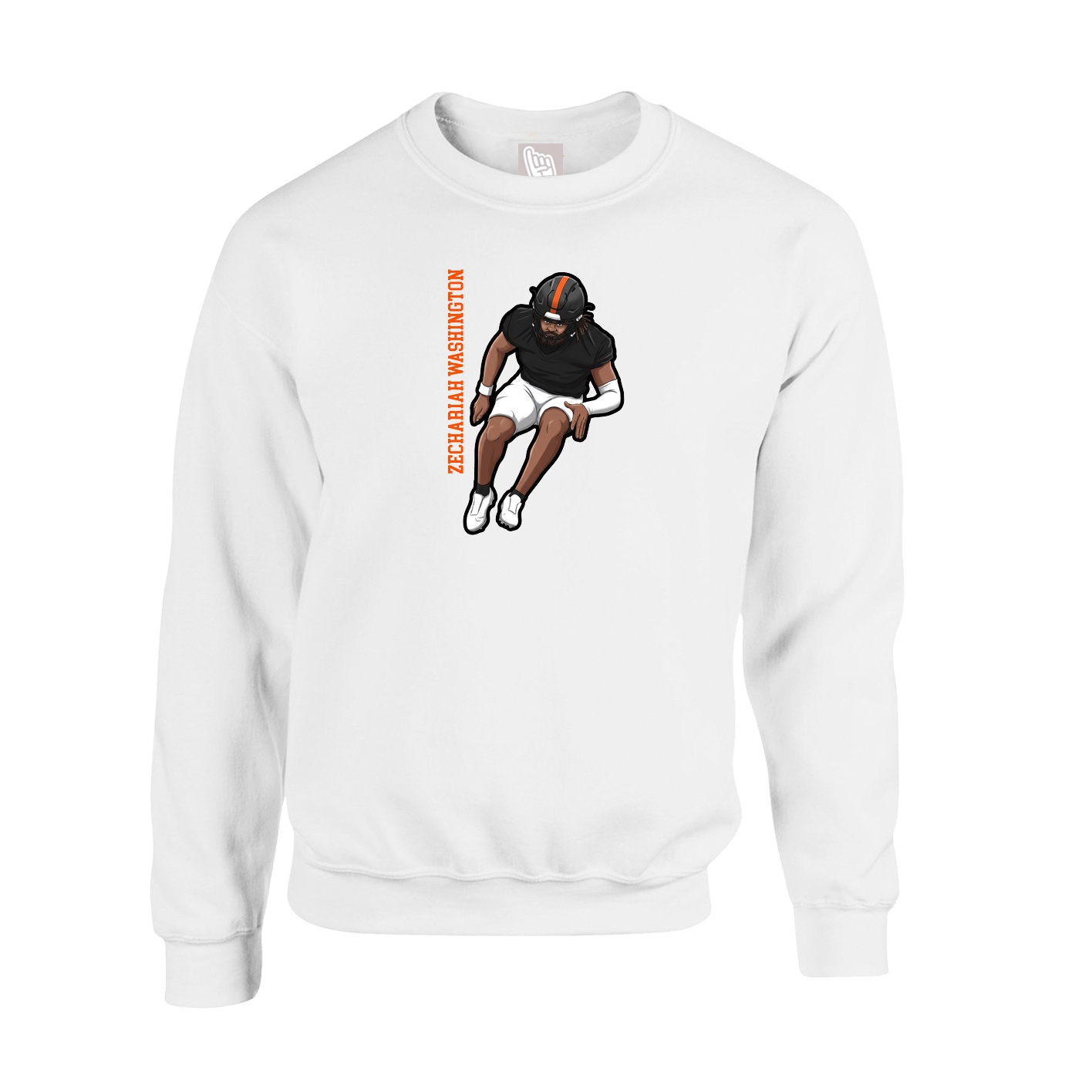 Fleece Crew — Name Vertical in White
