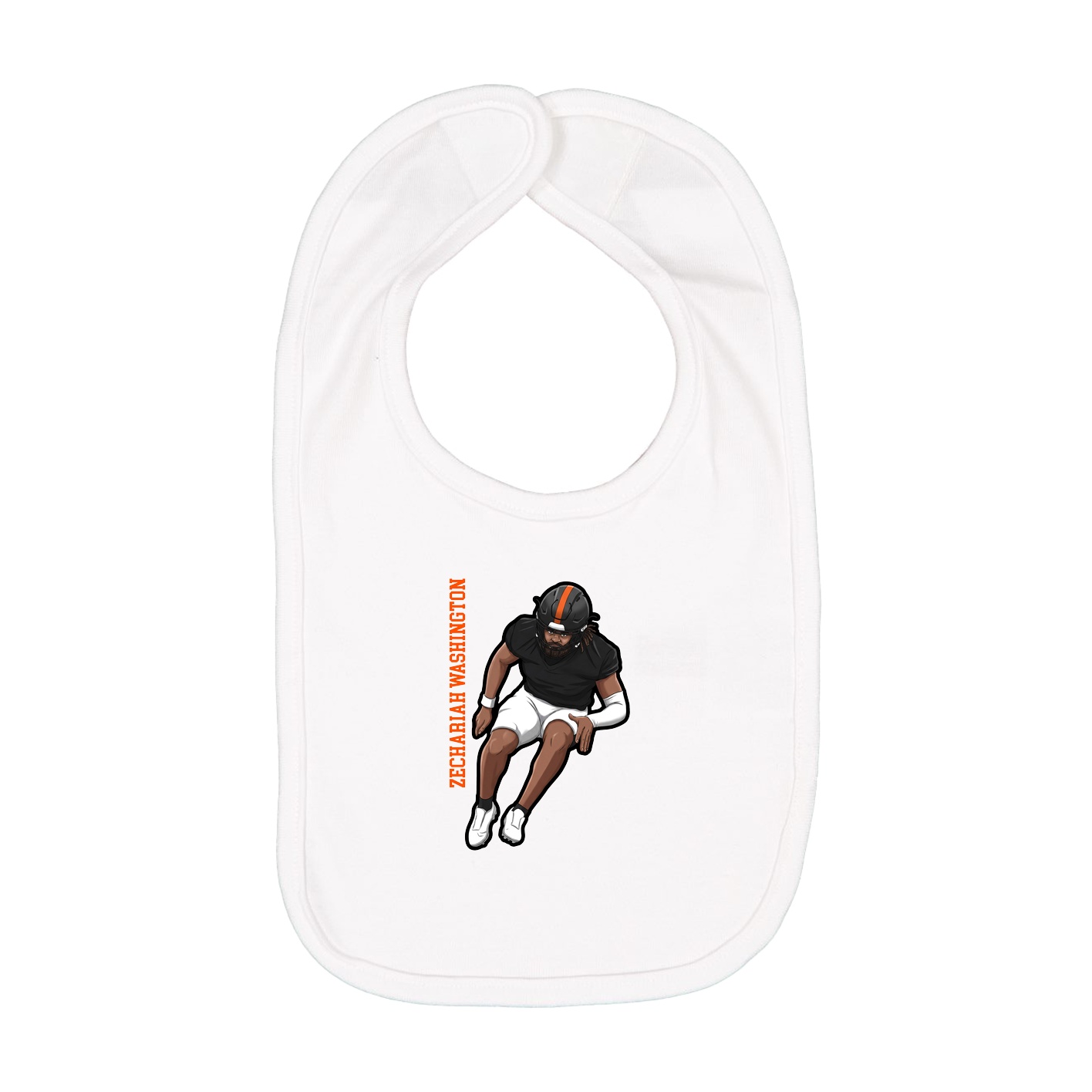 Infant Bib — Name Vertical in White